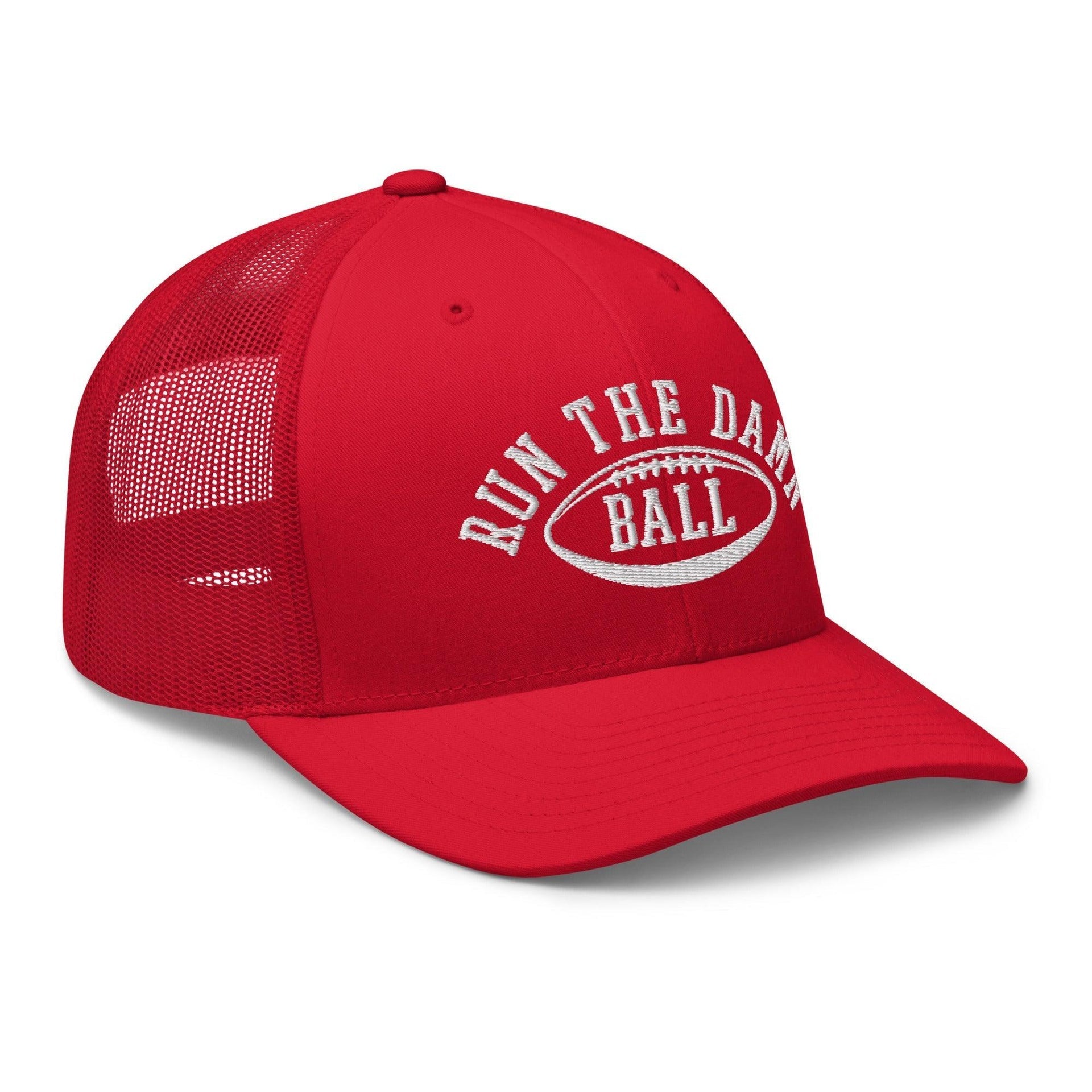 Run The Damn Ball Embroidered Mesh Trucker Hat Capital Crowns Football Trucker Hats