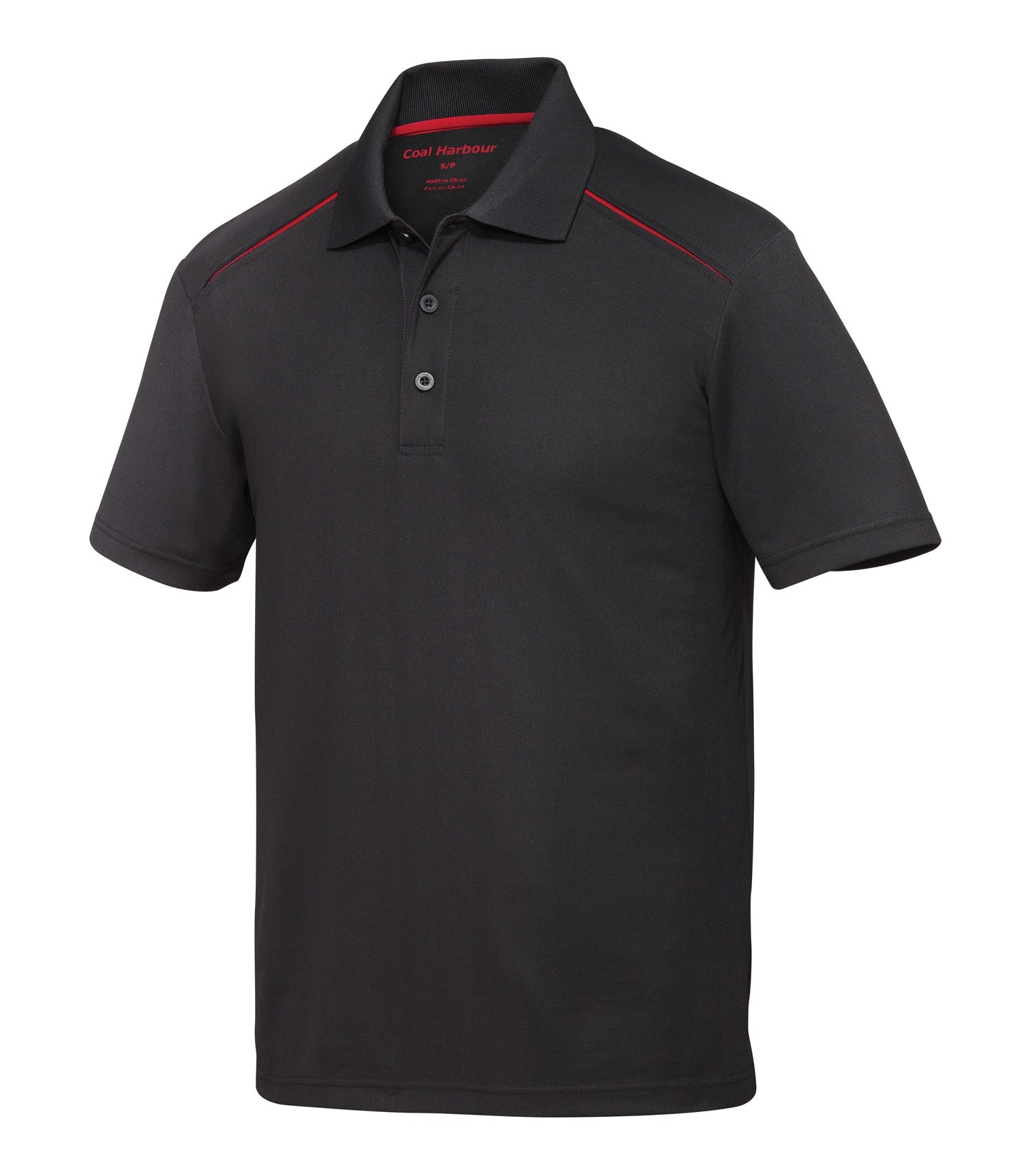 CoalHarbour - COAL HARBOUR® SNAG RESISTANT CONTRAST INSET POLO. - S4002 Black Red CoalHarbour S4002