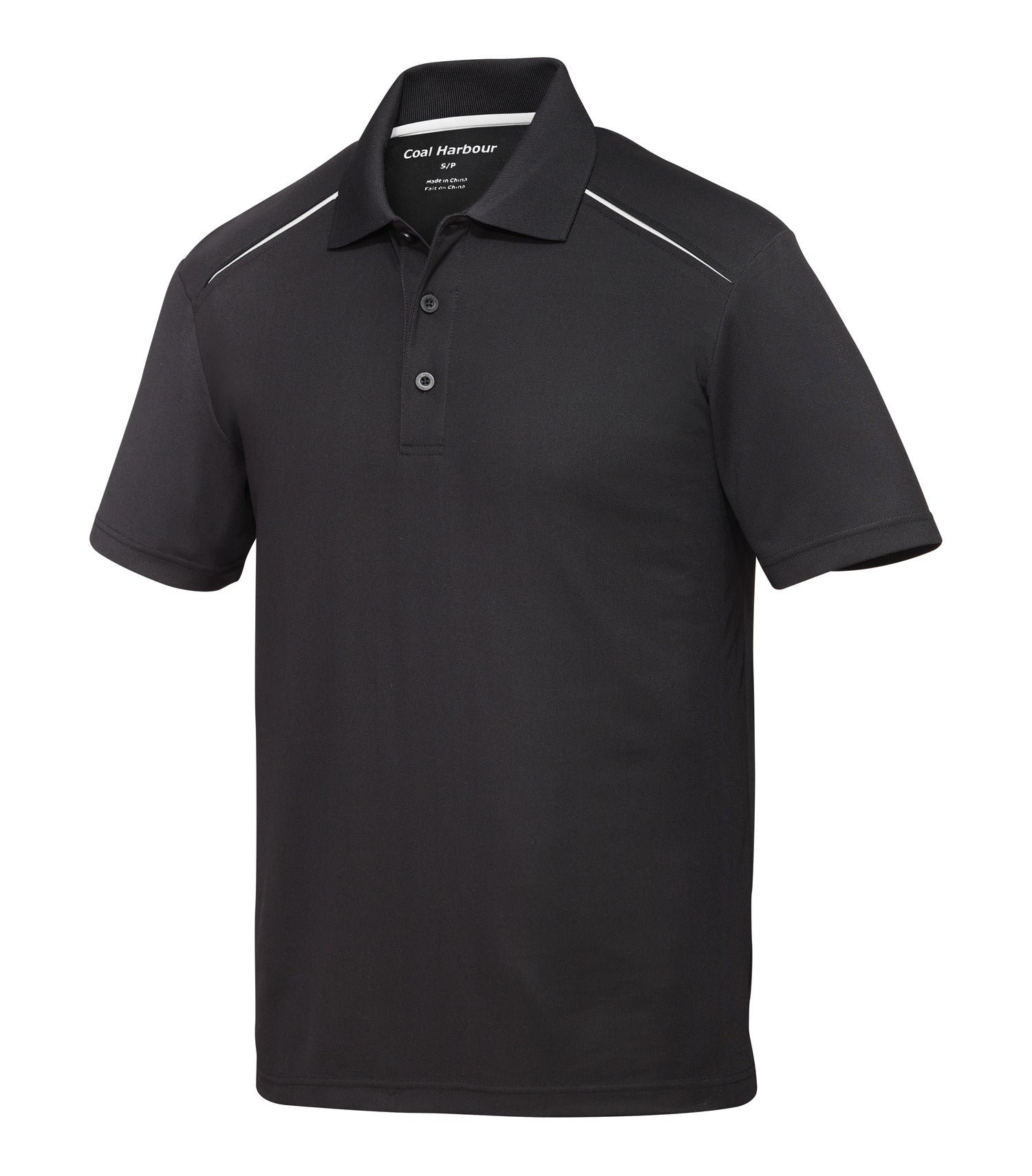 CoalHarbour - COAL HARBOUR® SNAG RESISTANT CONTRAST INSET POLO. - S4002 Black White CoalHarbour S4002
