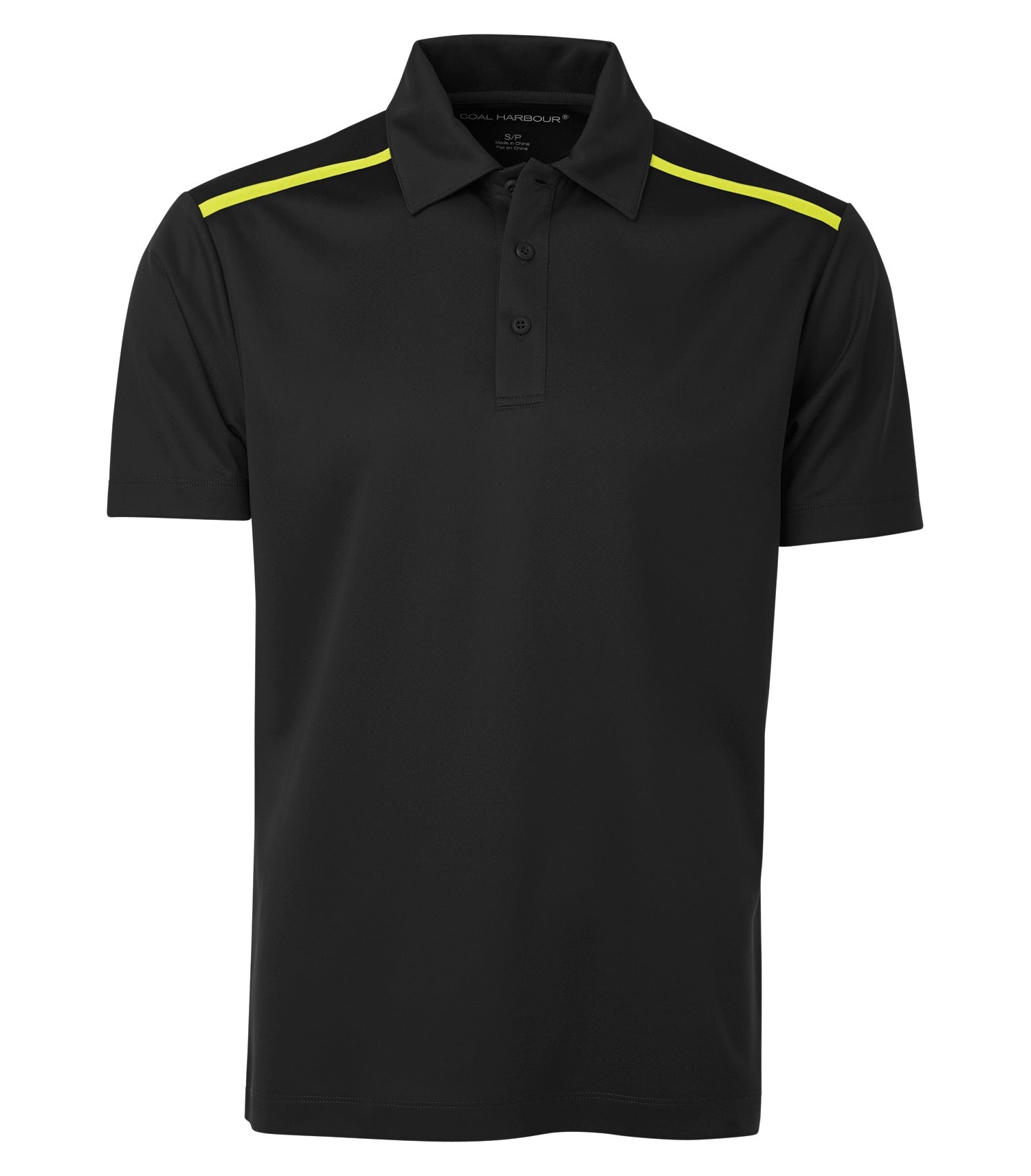 CoalHarbour - DISCONTINUED COAL HARBOUR® EVERYDAY COLOUR BLOCK POLO. - S4008 Black Neon Yellow CoalHarbour S4008