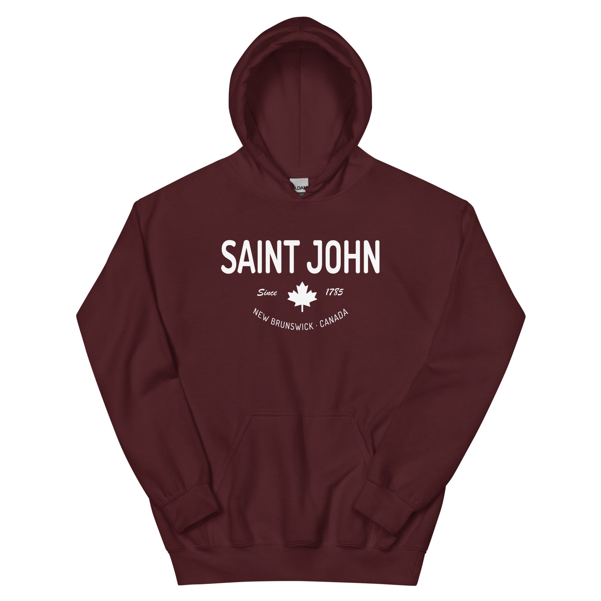 Saint John Since 1785 Hoodie Maroon Canadian City Apparel