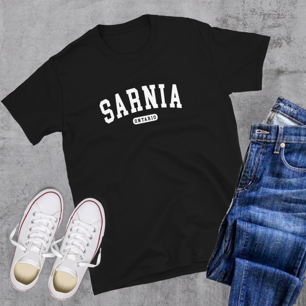 Sarnia ON College Tee Black Canadian City Apparel