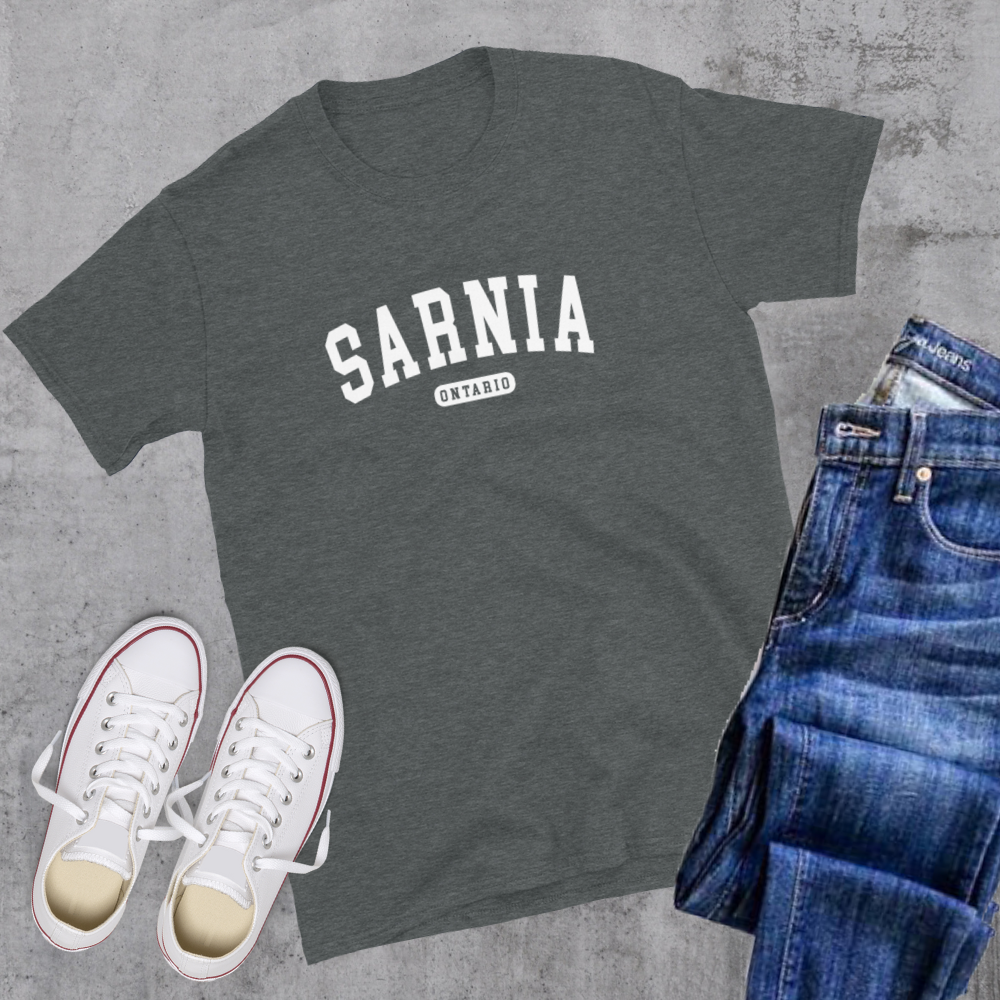 Sarnia ON College Tee Dark Heather Canadian City Apparel