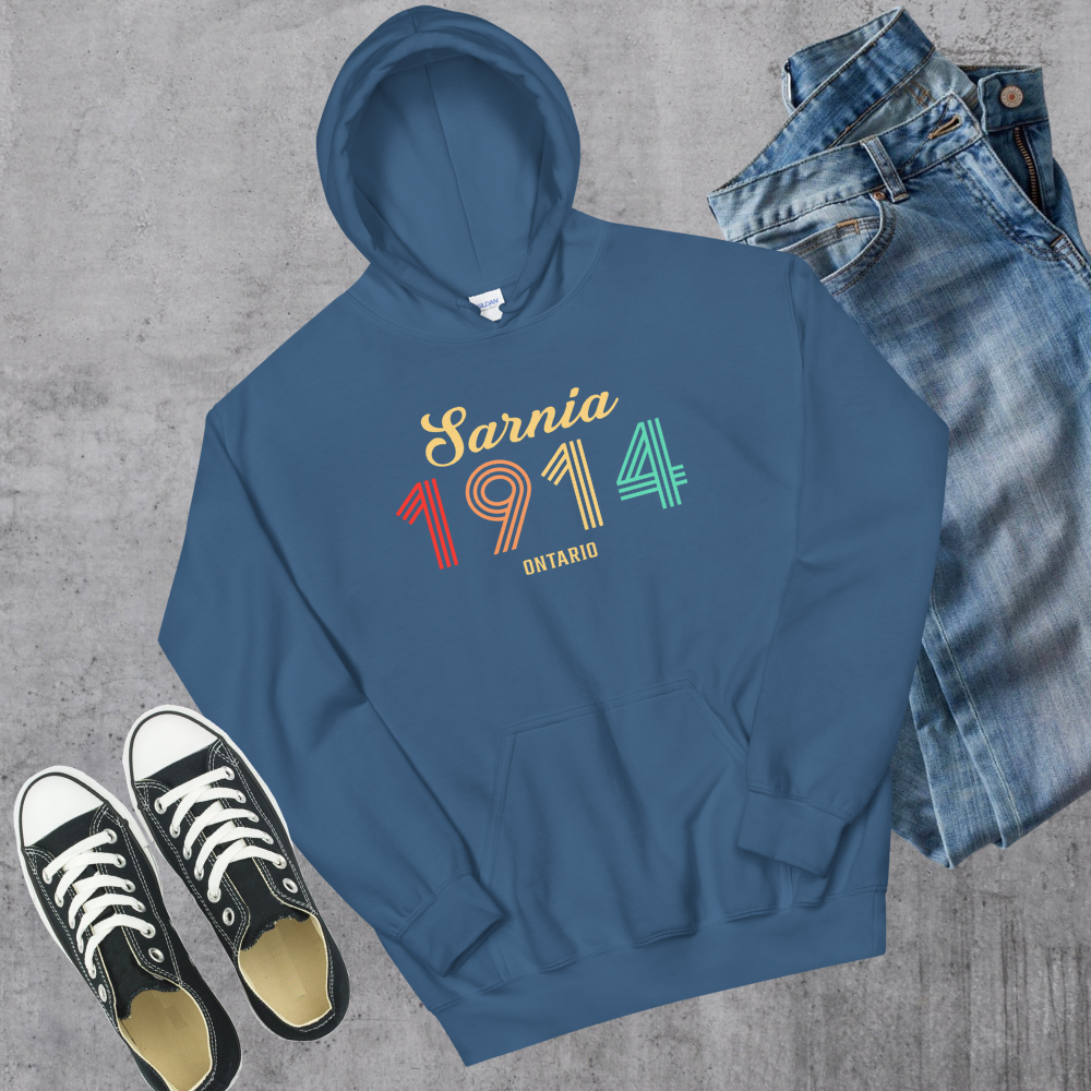 Sarnia Vintage Hoodie Indigo Blue Canadian City Apparel