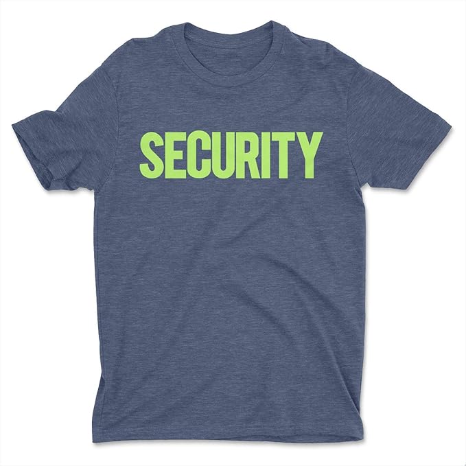 Security T-Shirt – Front & Back Print Staff Event Uniform indigo heather security