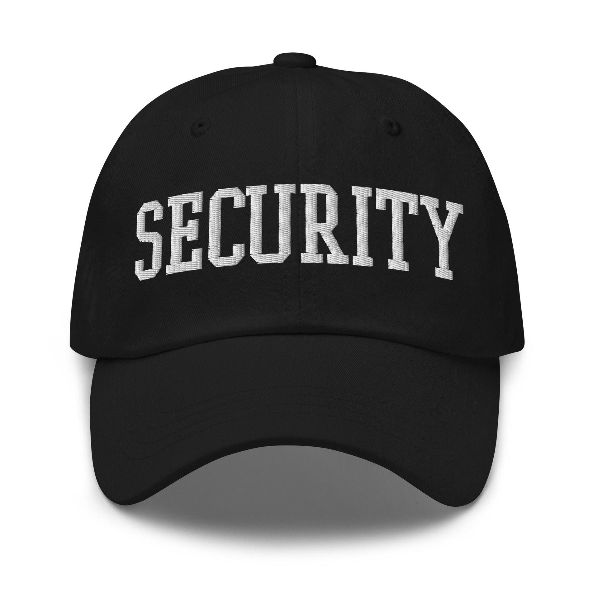 Security Uniform Work Block Embroidered Dad Hat Black Capital Crowns Dad Hats Security Work
