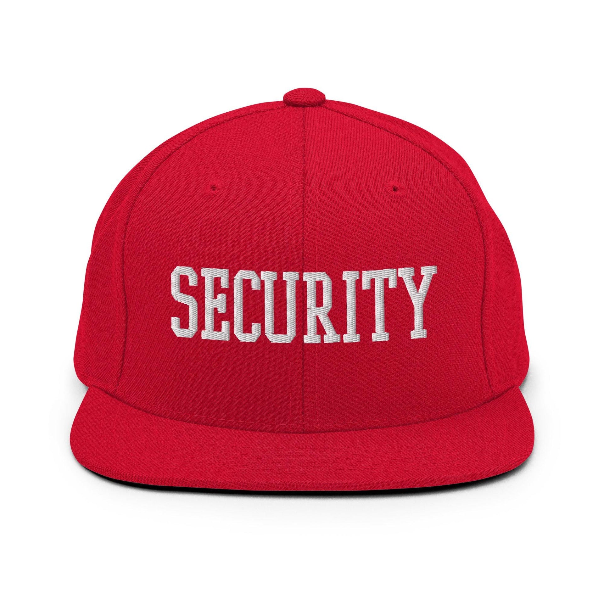 Security Uniform Work Block Embroidered Flat Bill Brim Snapback Hat Red Capital Crowns Security Snapback Hats Work