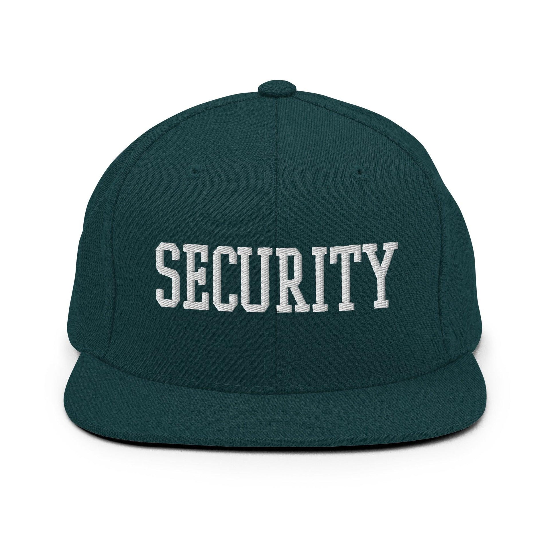 Security Uniform Work Block Embroidered Flat Bill Brim Snapback Hat Spruce Capital Crowns Security Snapback Hats Work