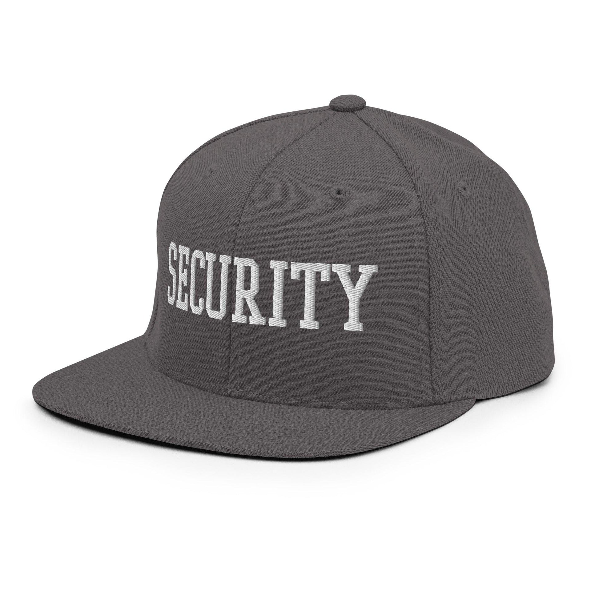 Security Uniform Work Block Embroidered Flat Bill Brim Snapback Hat Capital Crowns Security Snapback Hats Work