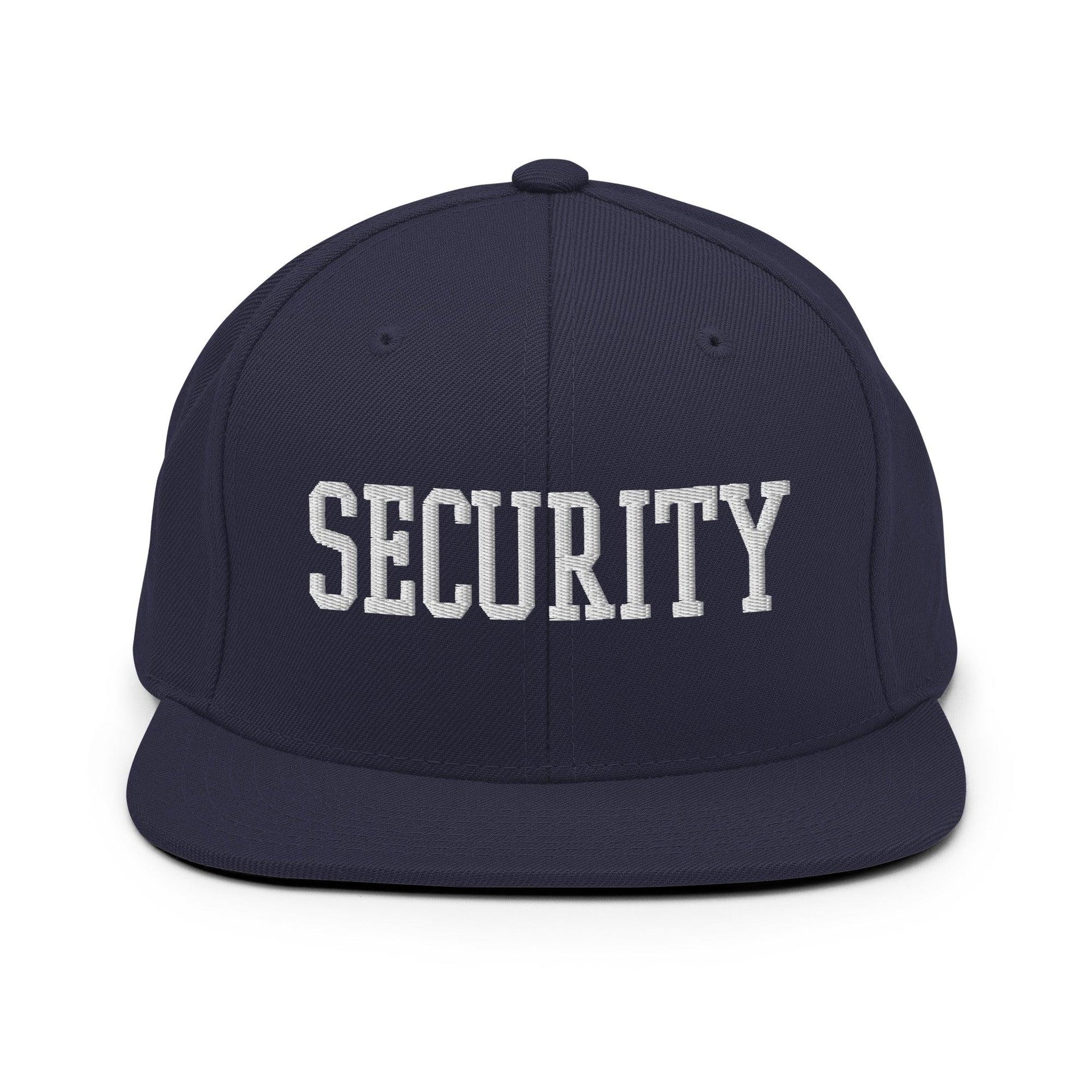 Security Uniform Work Block Embroidered Flat Bill Brim Snapback Hat Navy Capital Crowns Security Snapback Hats Work