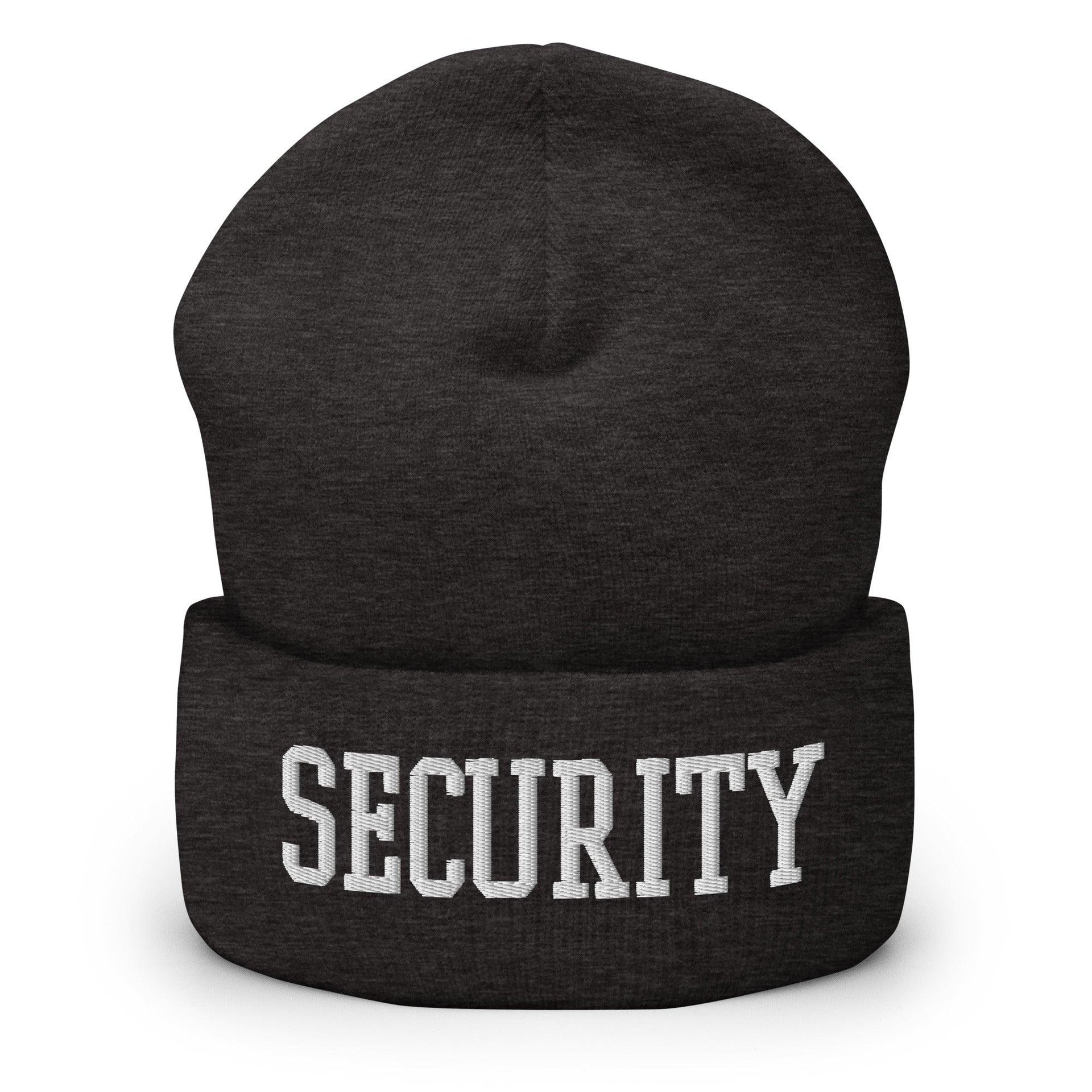 Security Uniform Work Block Embroidered Knit Cuffed Beanie Dark Grey Beanies Capital Crowns Security Work