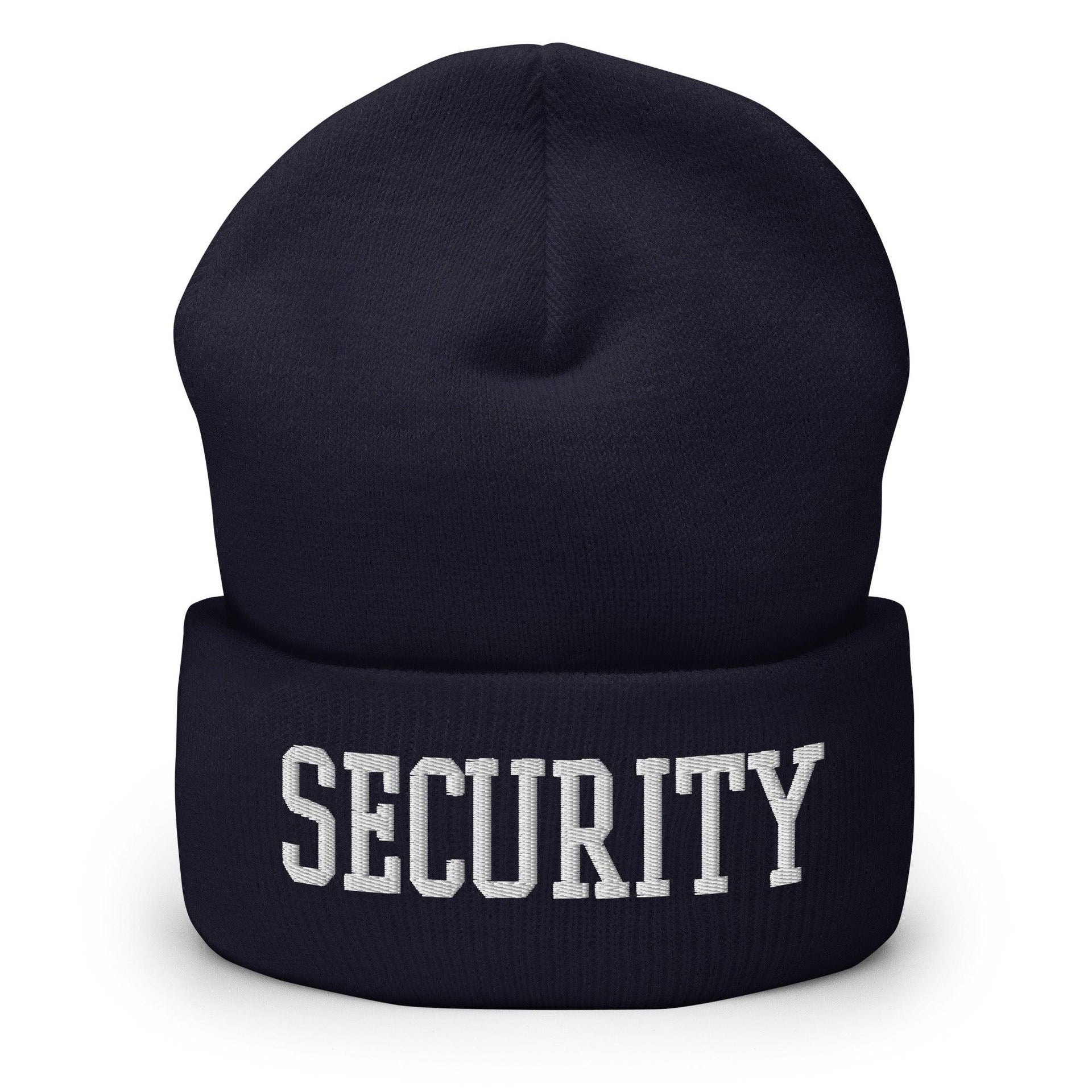 Security Uniform Work Block Embroidered Knit Cuffed Beanie Navy Beanies Capital Crowns Security Work