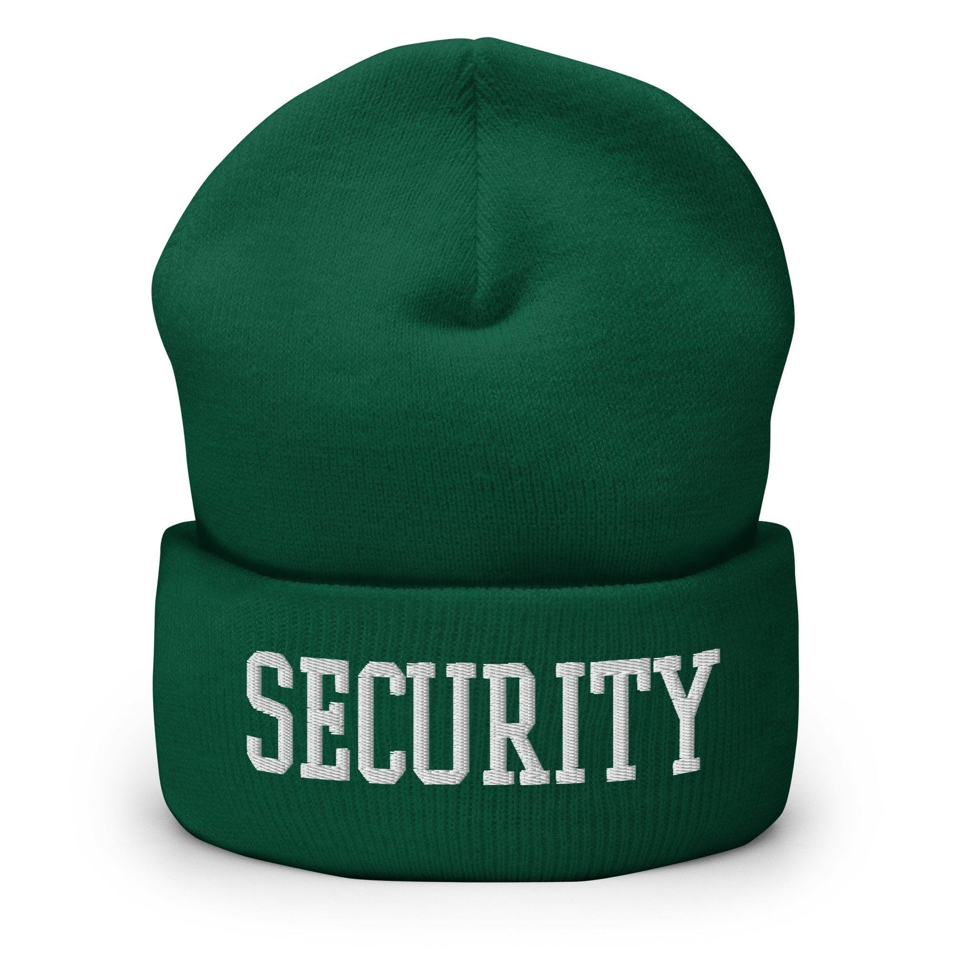 Security Uniform Work Block Embroidered Knit Cuffed Beanie Spruce Beanies Capital Crowns Security Work