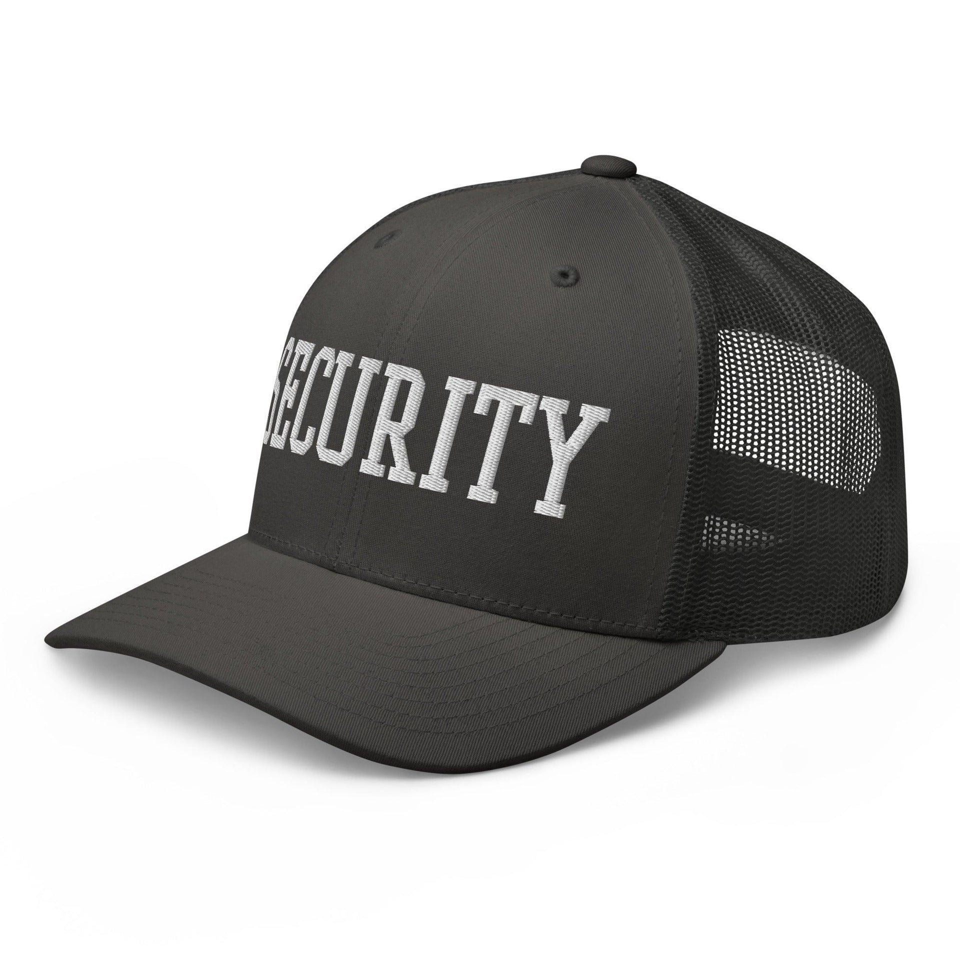 Security Uniform Work Block Embroidered Mesh Trucker Hat Capital Crowns Security Trucker Hats Work
