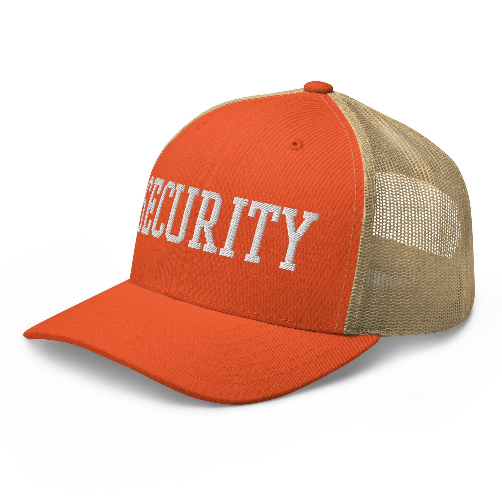 Security Uniform Work Block Embroidered Mesh Trucker Hat Capital Crowns Security Trucker Hats Work