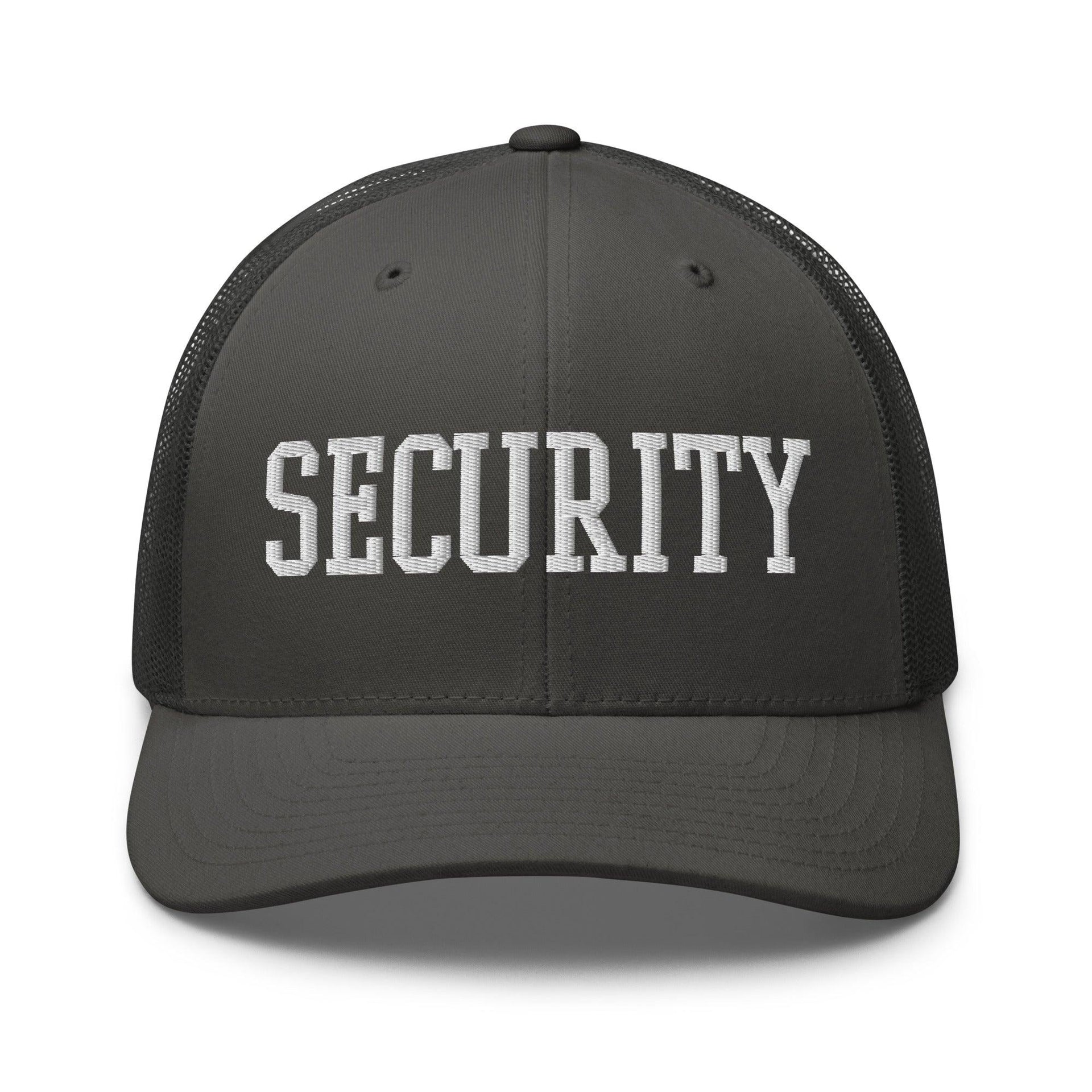 Security Uniform Work Block Embroidered Mesh Trucker Hat Charcoal Capital Crowns Security Trucker Hats Work