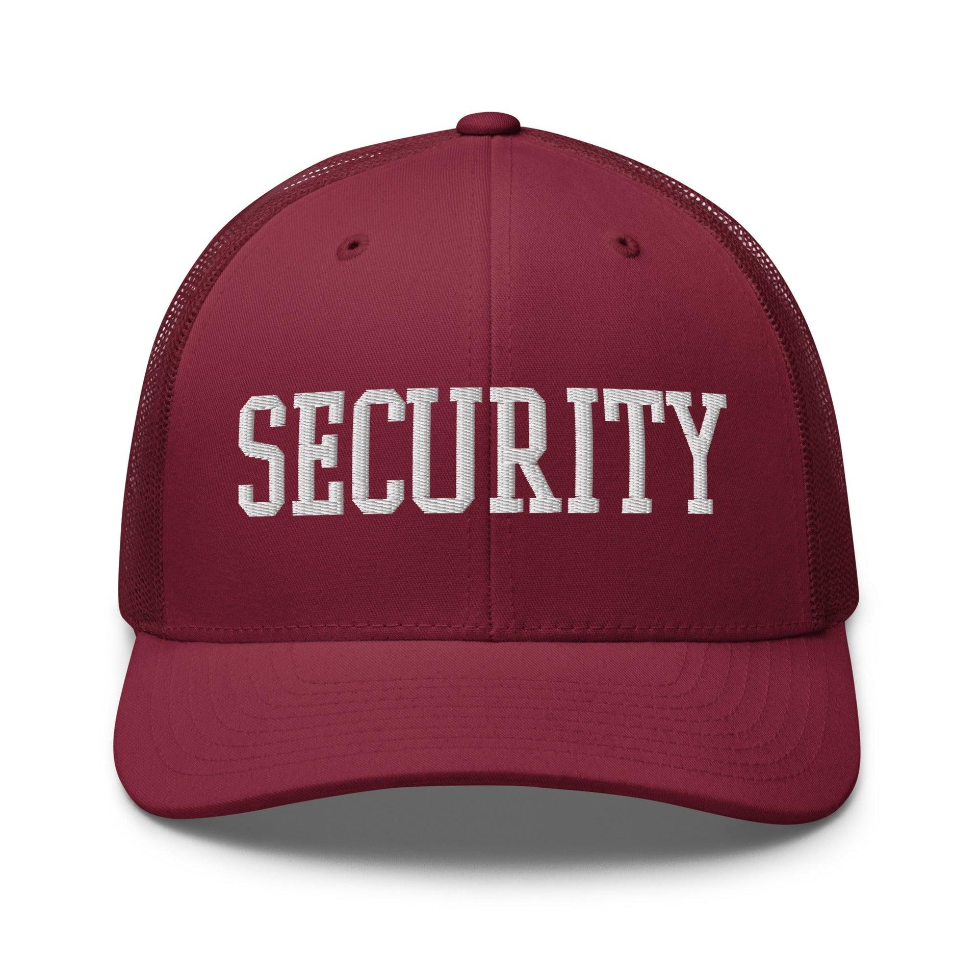 Security Uniform Work Block Embroidered Mesh Trucker Hat Cranberry Capital Crowns Security Trucker Hats Work