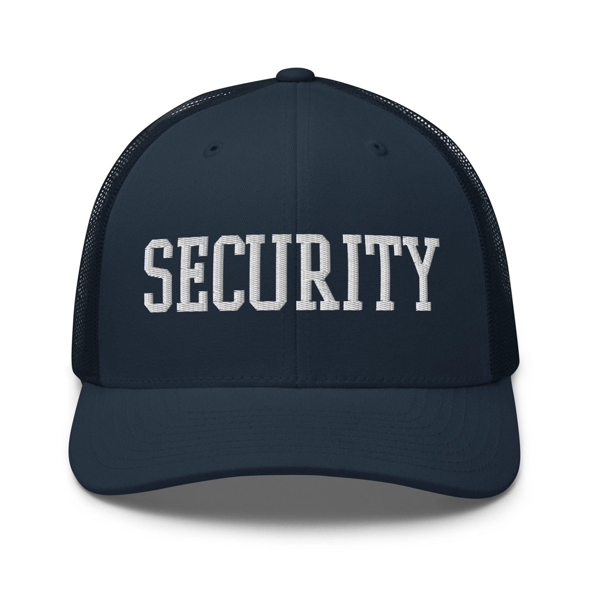 Security Uniform Work Block Embroidered Mesh Trucker Hat Navy Capital Crowns Security Trucker Hats Work