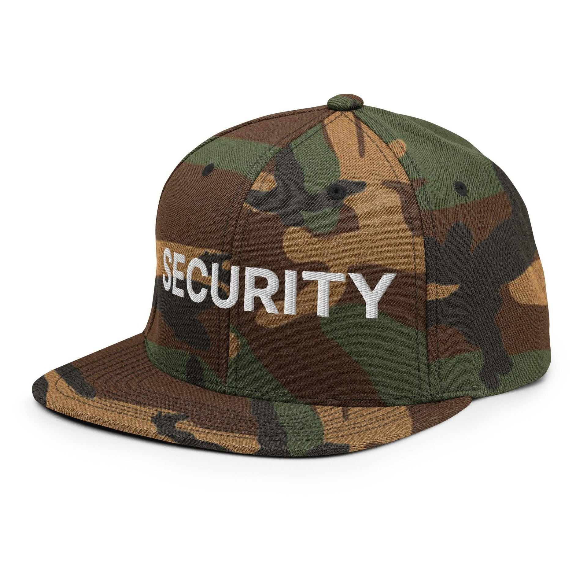 Security Uniform Work Embroidered Flat Bill Brim Snapback Hat Capital Crowns Security Snapback Hats Work