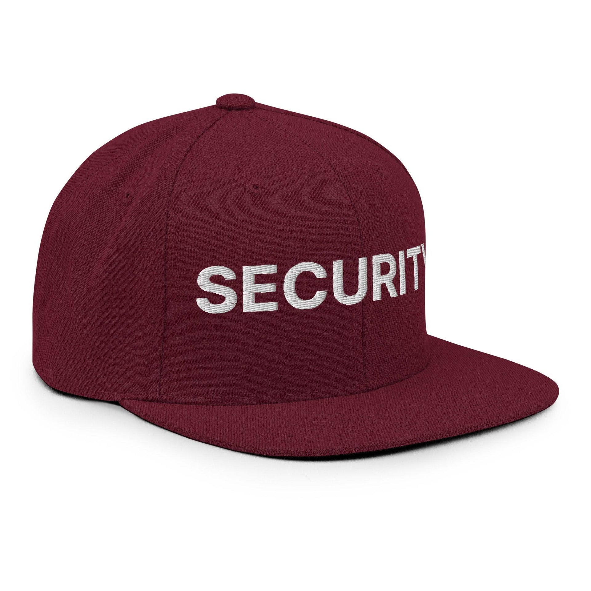 Security Uniform Work Embroidered Flat Bill Brim Snapback Hat Capital Crowns Security Snapback Hats Work