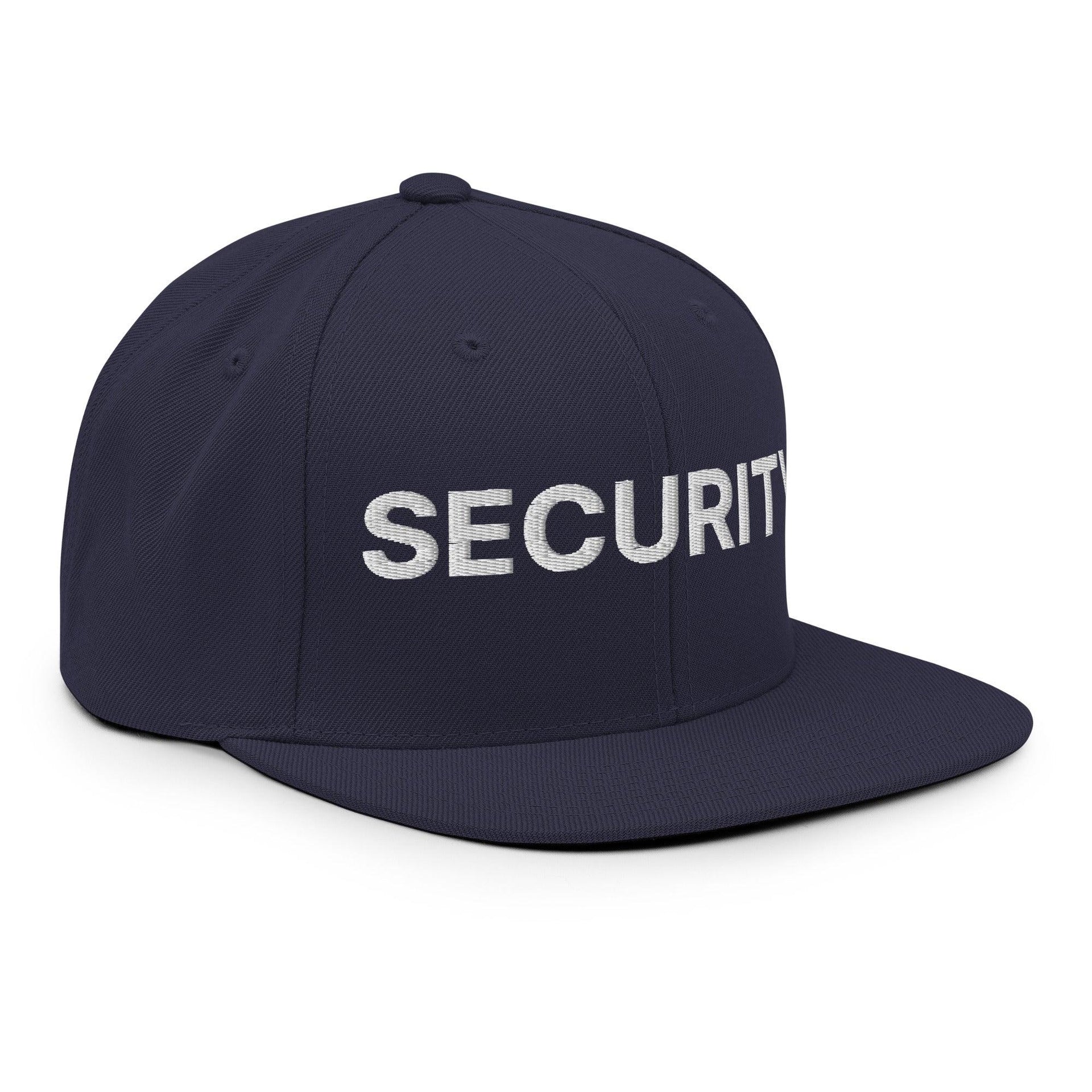 Security Uniform Work Embroidered Flat Bill Brim Snapback Hat Capital Crowns Security Snapback Hats Work