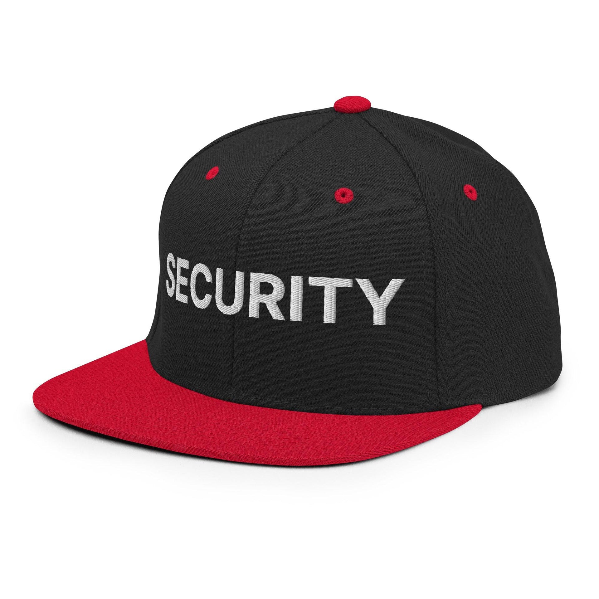 Security Uniform Work Embroidered Flat Bill Brim Snapback Hat Capital Crowns Security Snapback Hats Work