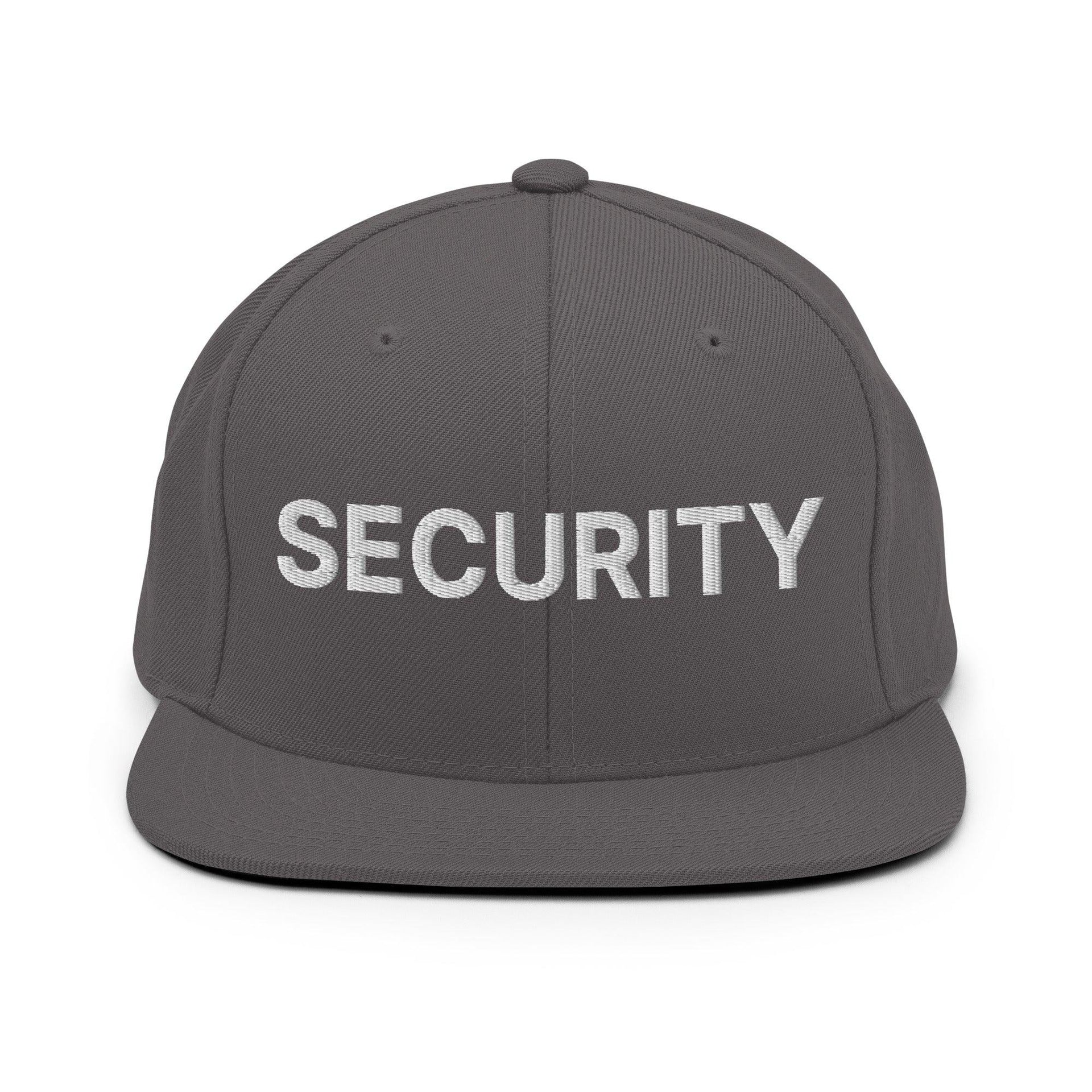 Security Uniform Work Embroidered Flat Bill Brim Snapback Hat Dark Grey Capital Crowns Security Snapback Hats Work