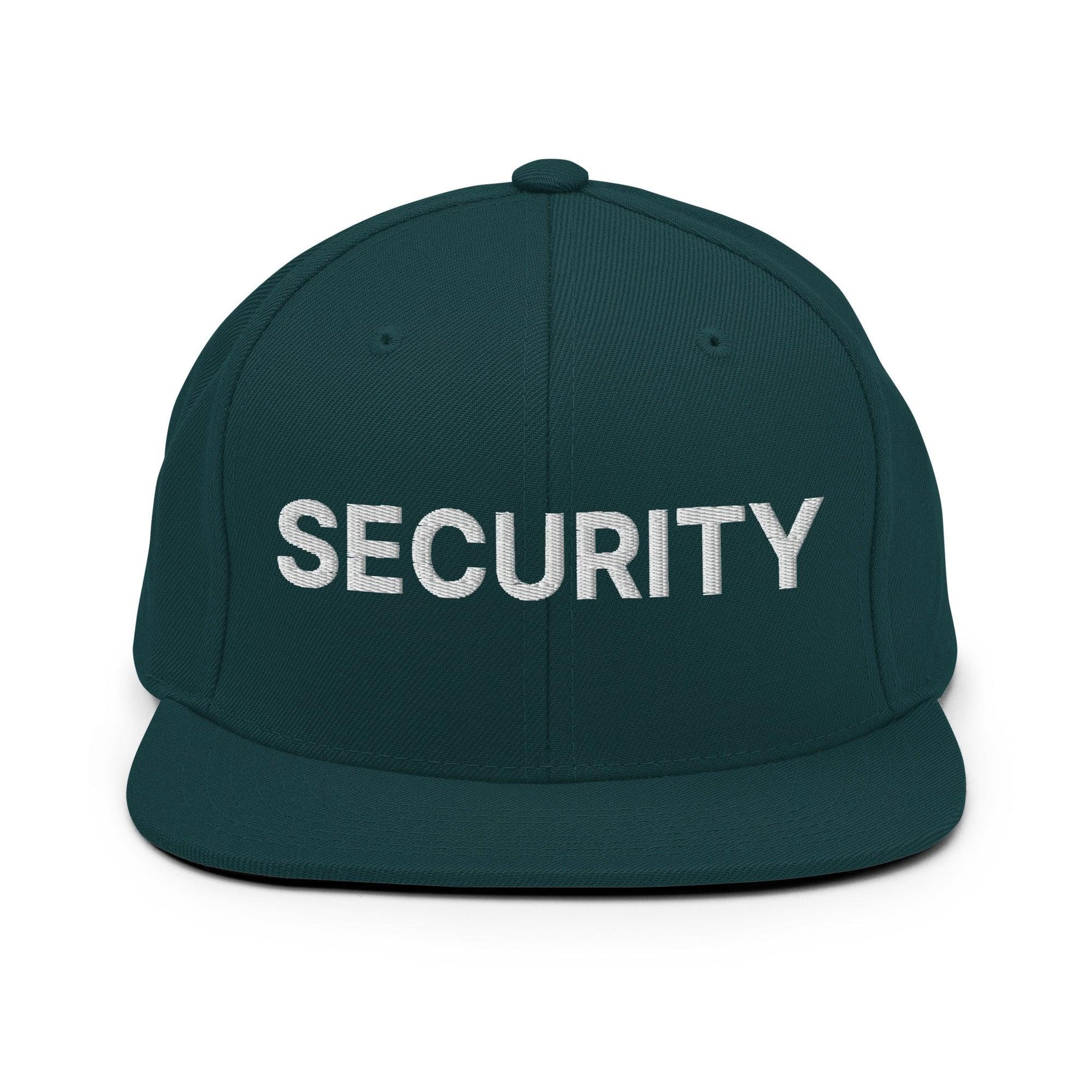 Security Uniform Work Embroidered Flat Bill Brim Snapback Hat Spruce Capital Crowns Security Snapback Hats Work