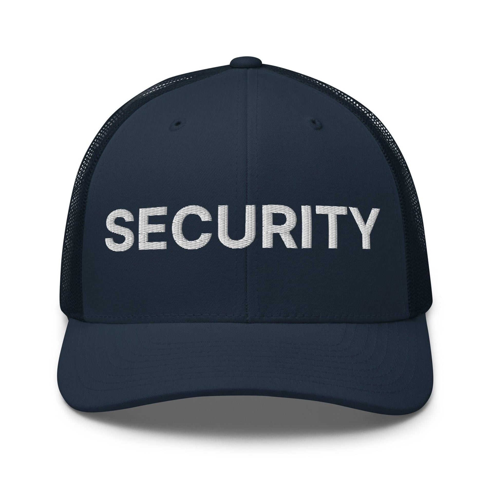 Security Uniform Work Embroidered Mesh Trucker Hat Navy Capital Crowns Security Trucker Hats Work