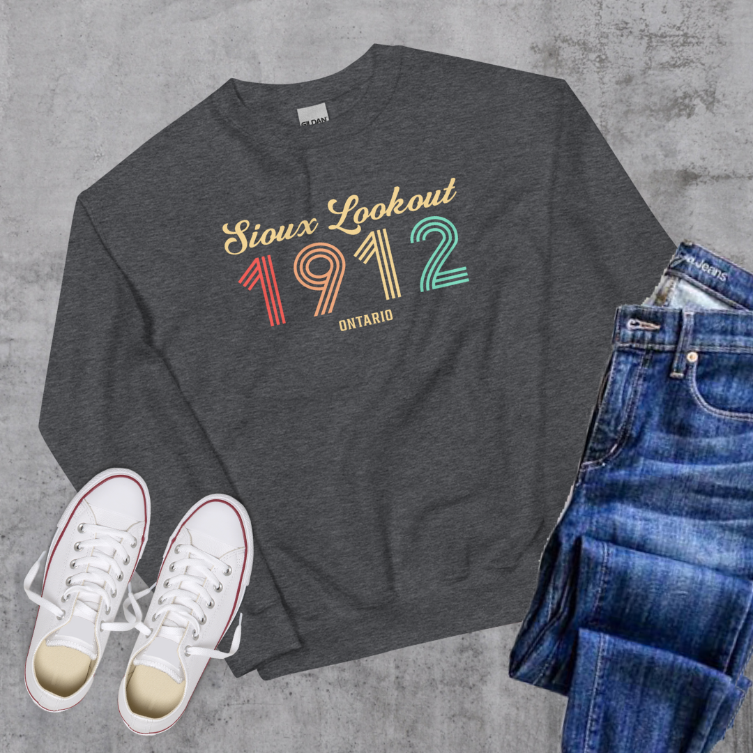 Sioux Lookout Vintage Crewneck Dark Heather Canadian City Apparel