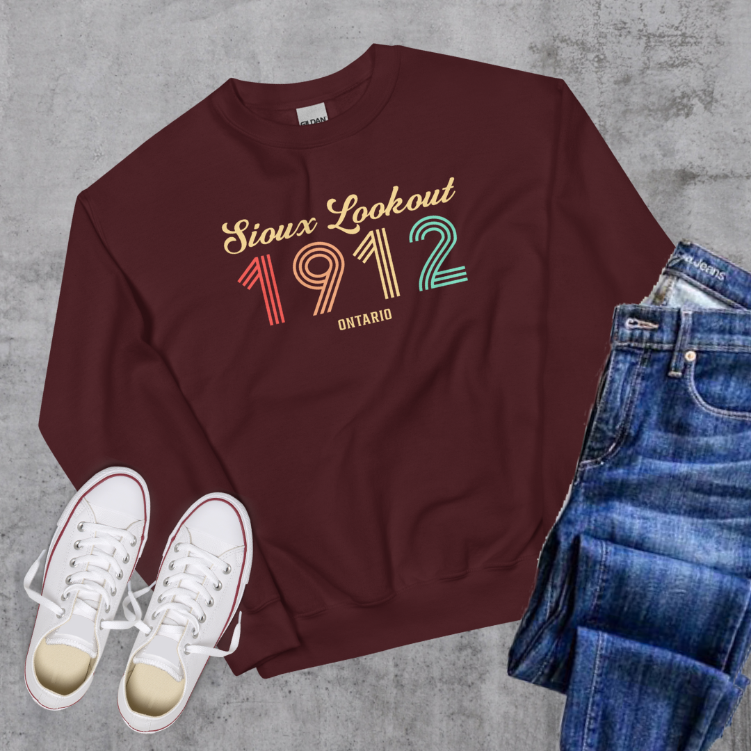 Sioux Lookout Vintage Crewneck Maroon Canadian City Apparel