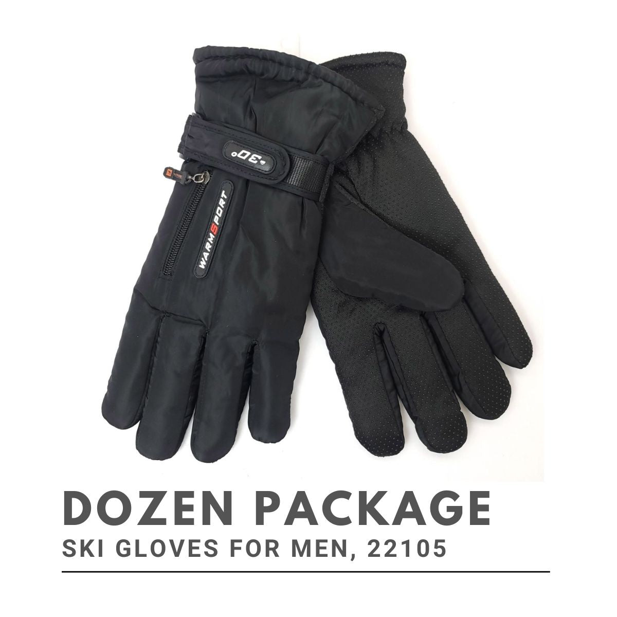 Ski Gloves for Men, 22105, Black Dozen Package Dozen Special winter accessories