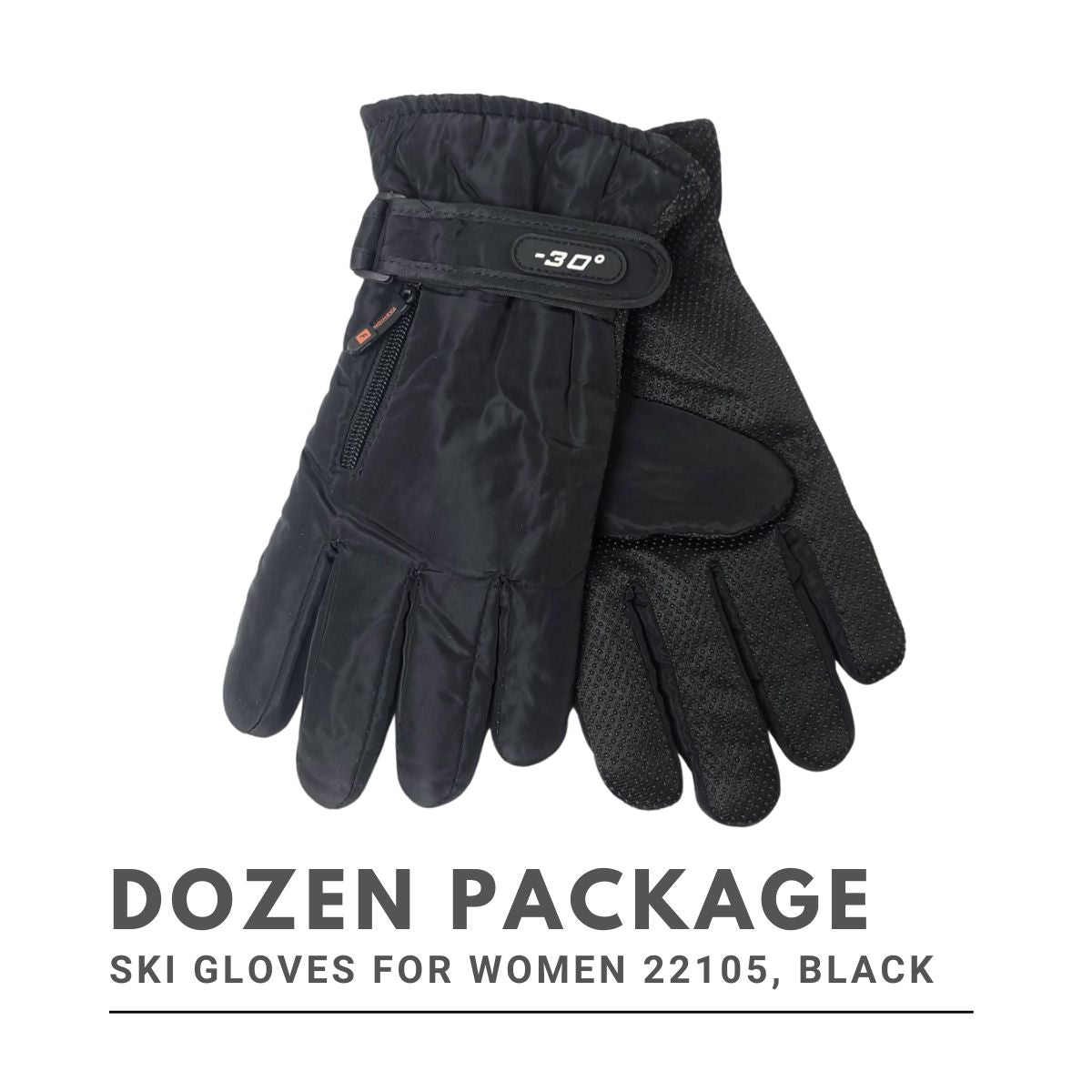 Ski Gloves for Women 22105, Black Dozen Package Dozen Special winter accessories
