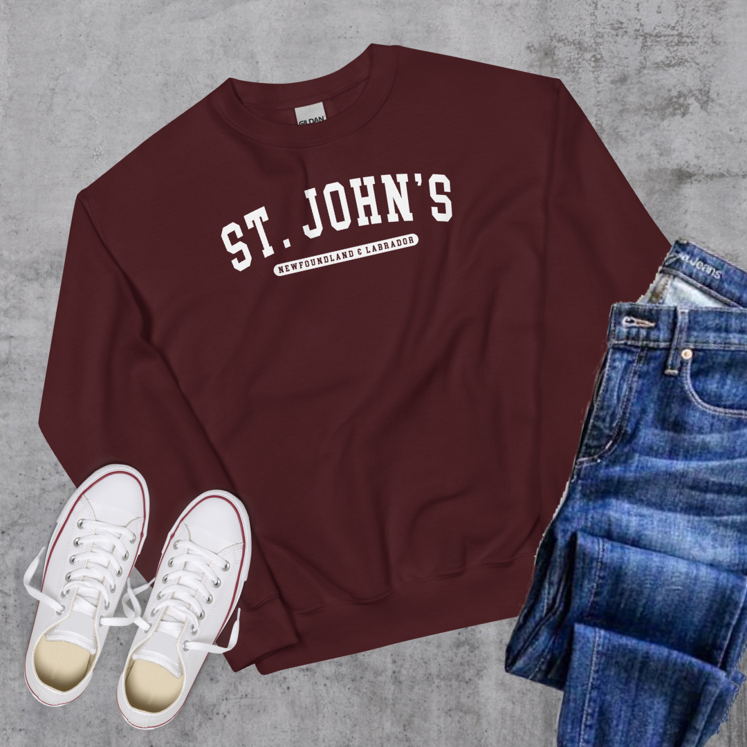 St. John's College Crewneck Maroon Canadian City Apparel