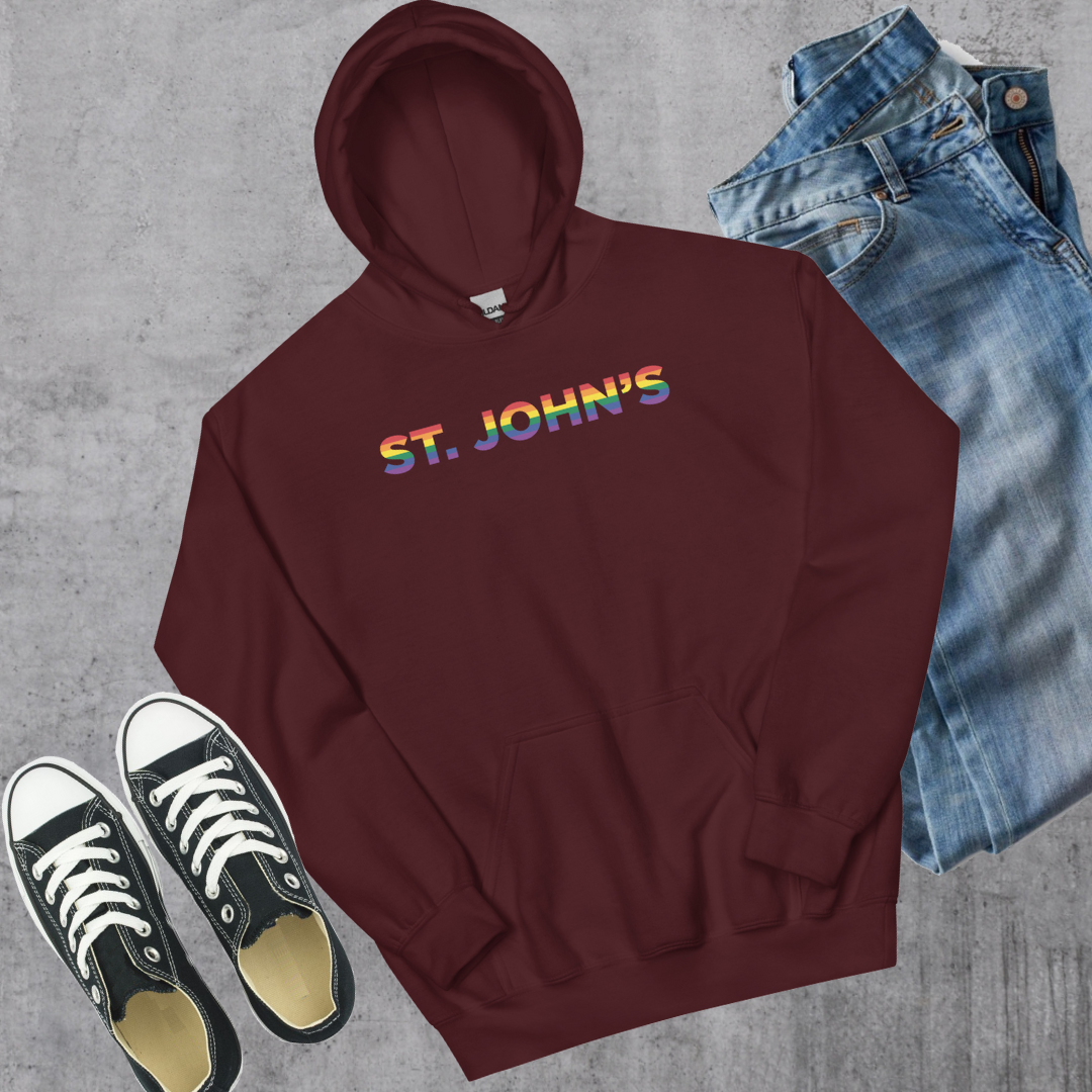 St. John's Pride Hoodie Maroon Canadian City Apparel