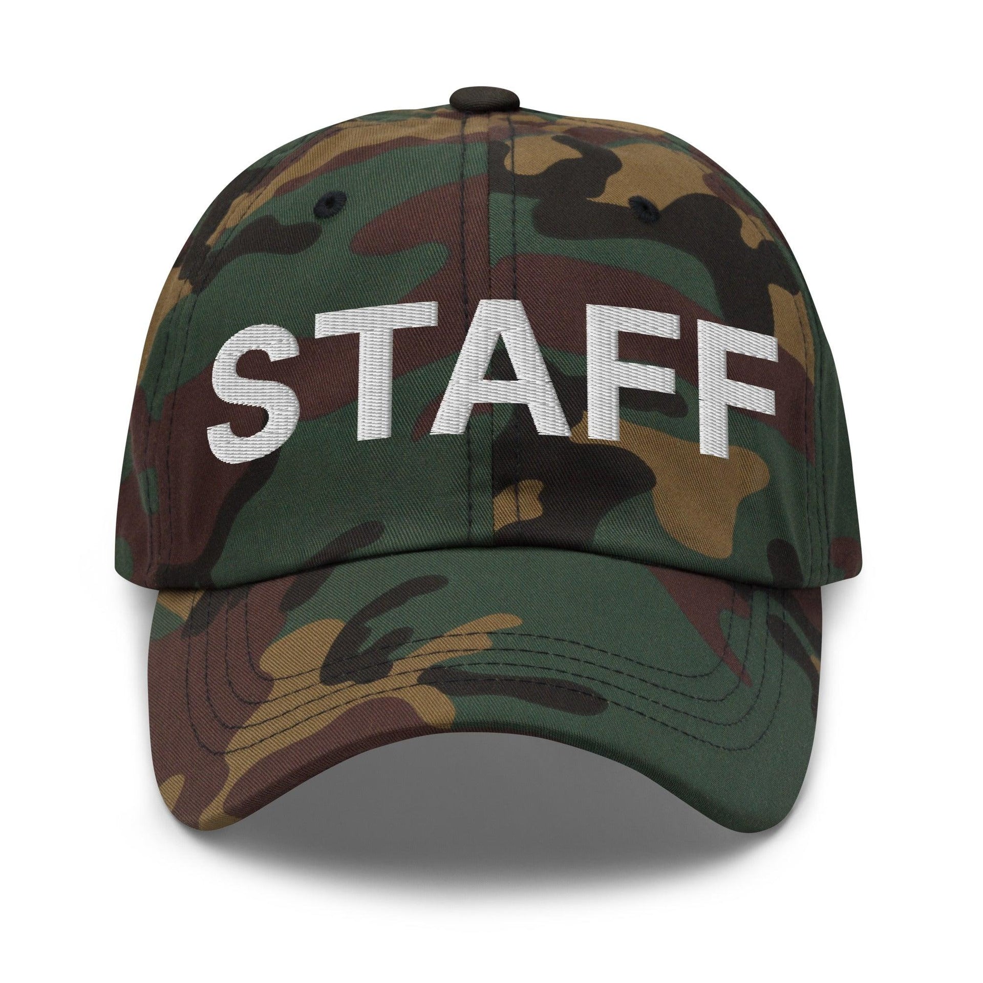 Staff Uniform Work Embroidered Dad Hat Green Camo Capital Crowns Dad Hats Work