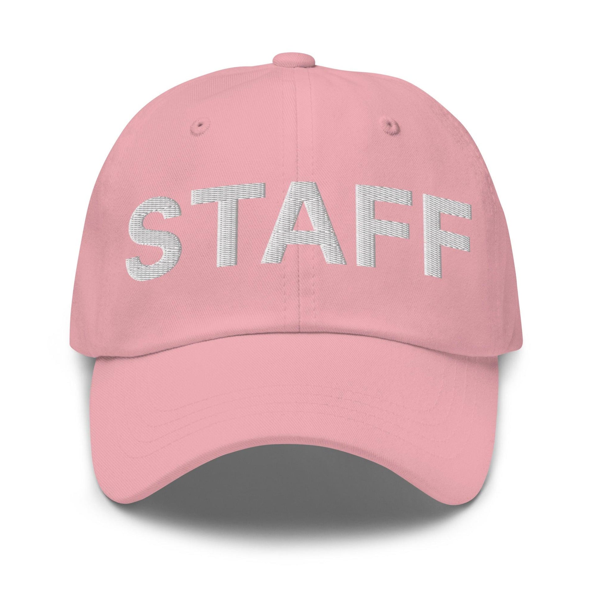 Staff Uniform Work Embroidered Dad Hat Pink Capital Crowns Dad Hats Work