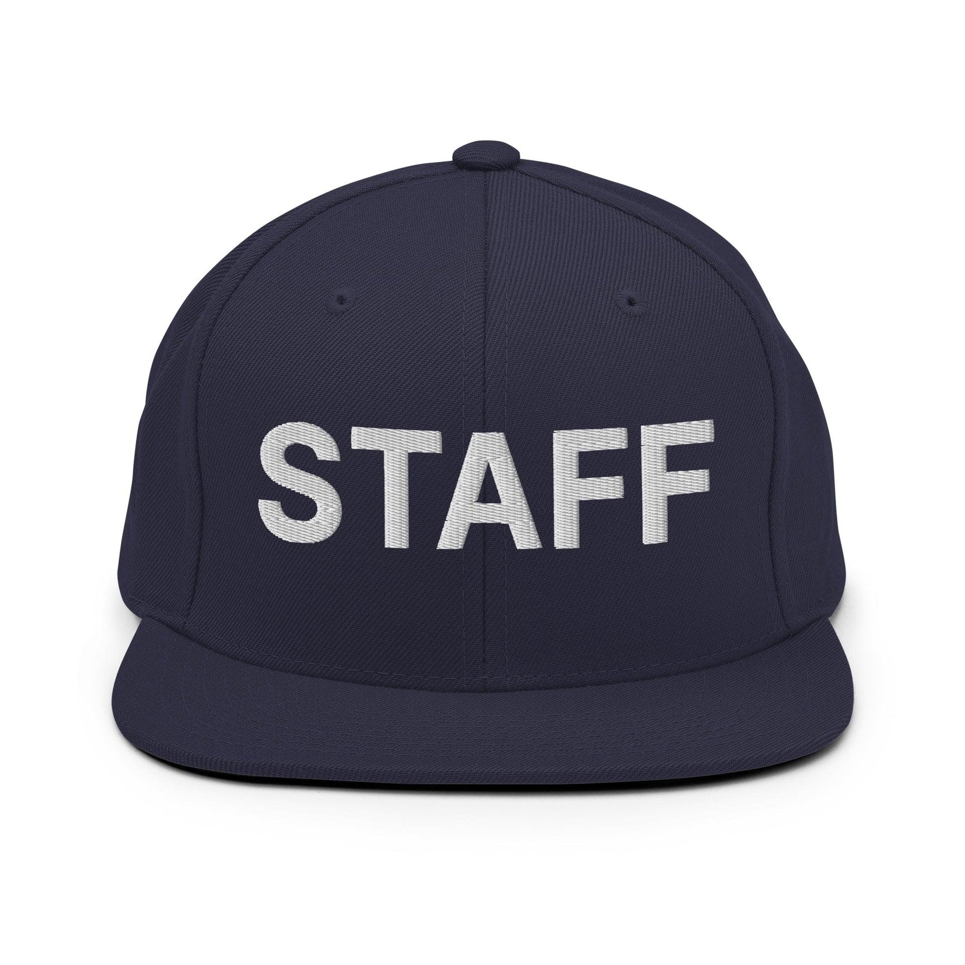 Staff Uniform Work Embroidered Flat Bill Brim Snapback Hat Navy Capital Crowns Snapback Hats Work