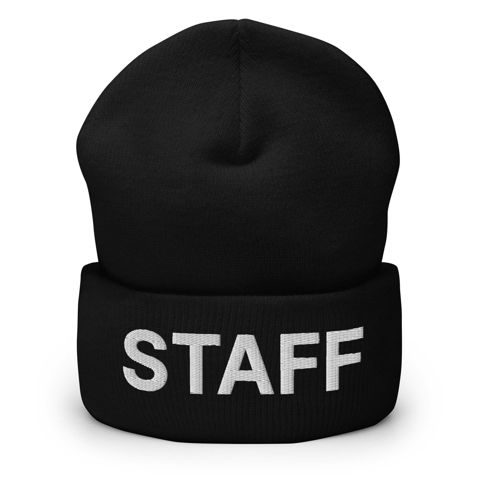 Staff Uniform Work Embroidered Knit Cuffed Beanie Black Beanies Capital Crowns Work