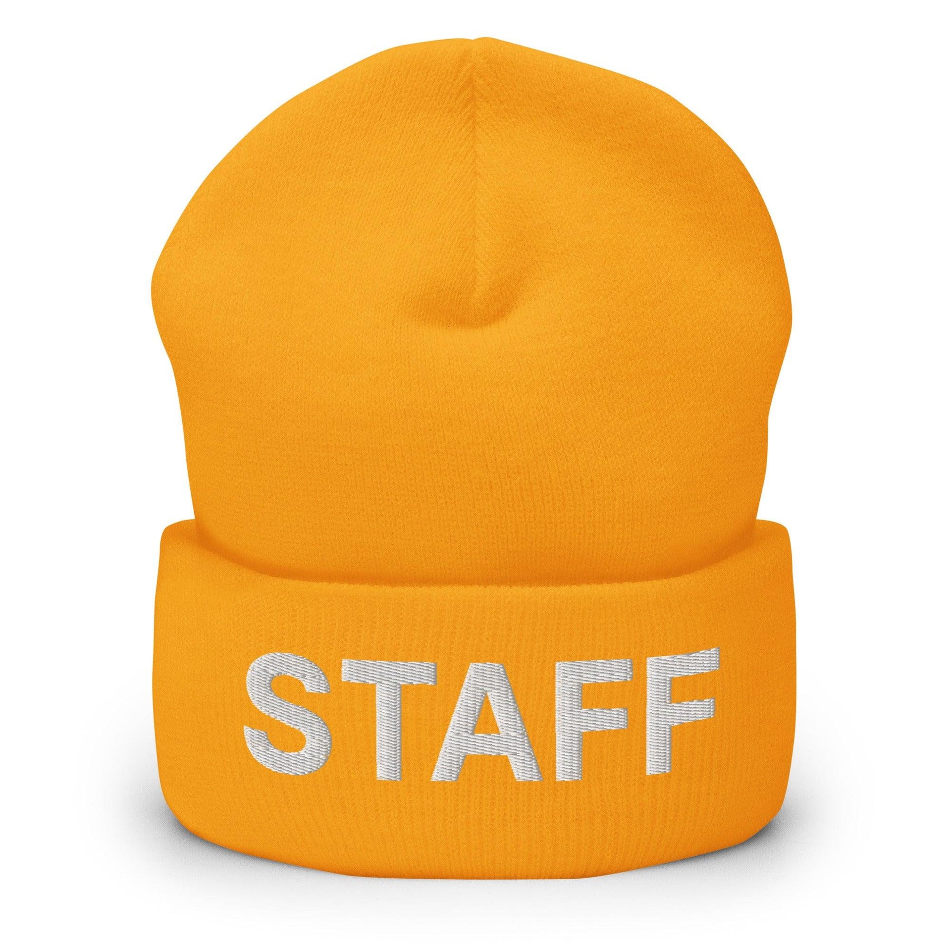 Staff Uniform Work Embroidered Knit Cuffed Beanie Gold Beanies Capital Crowns Work