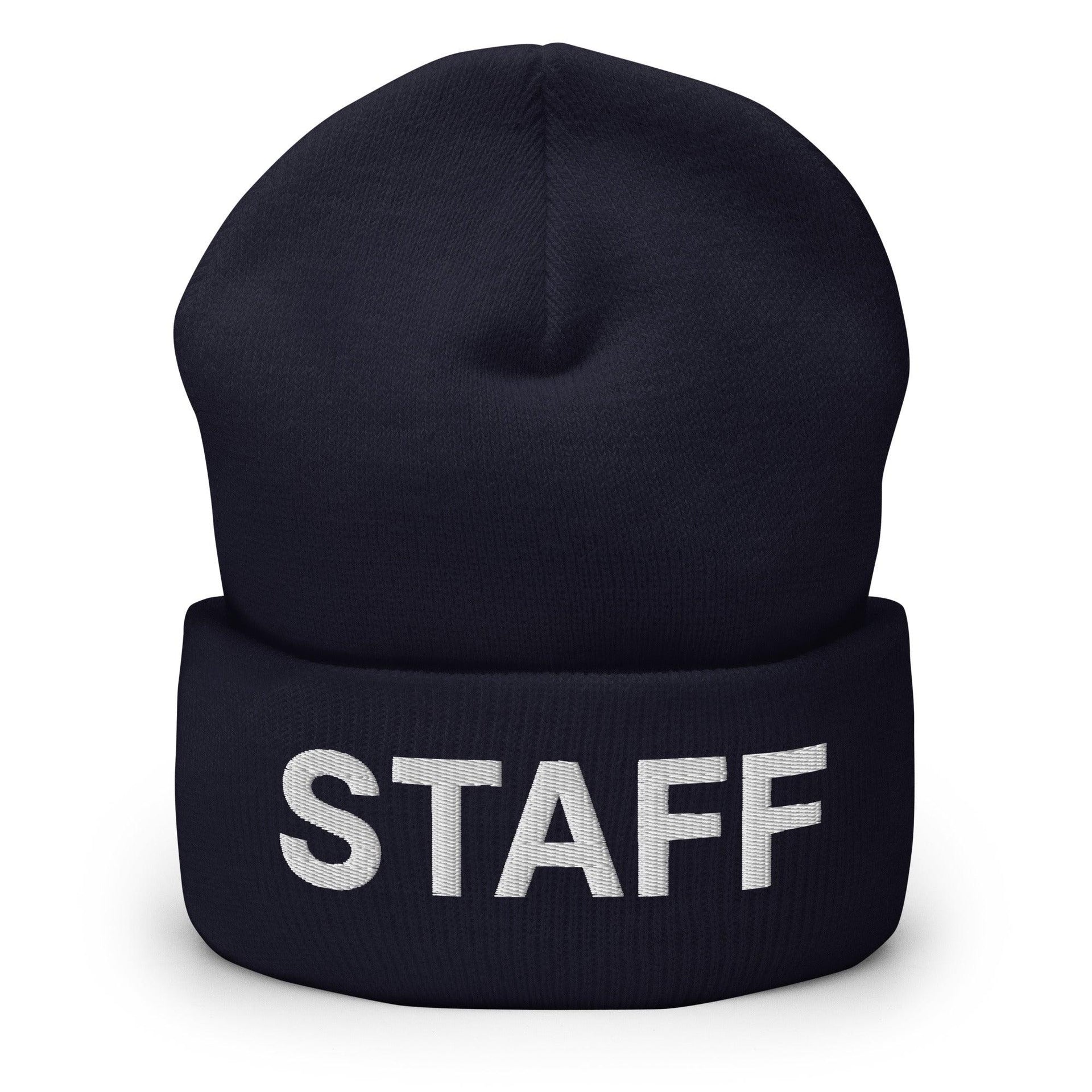 Staff Uniform Work Embroidered Knit Cuffed Beanie Navy Beanies Capital Crowns Work