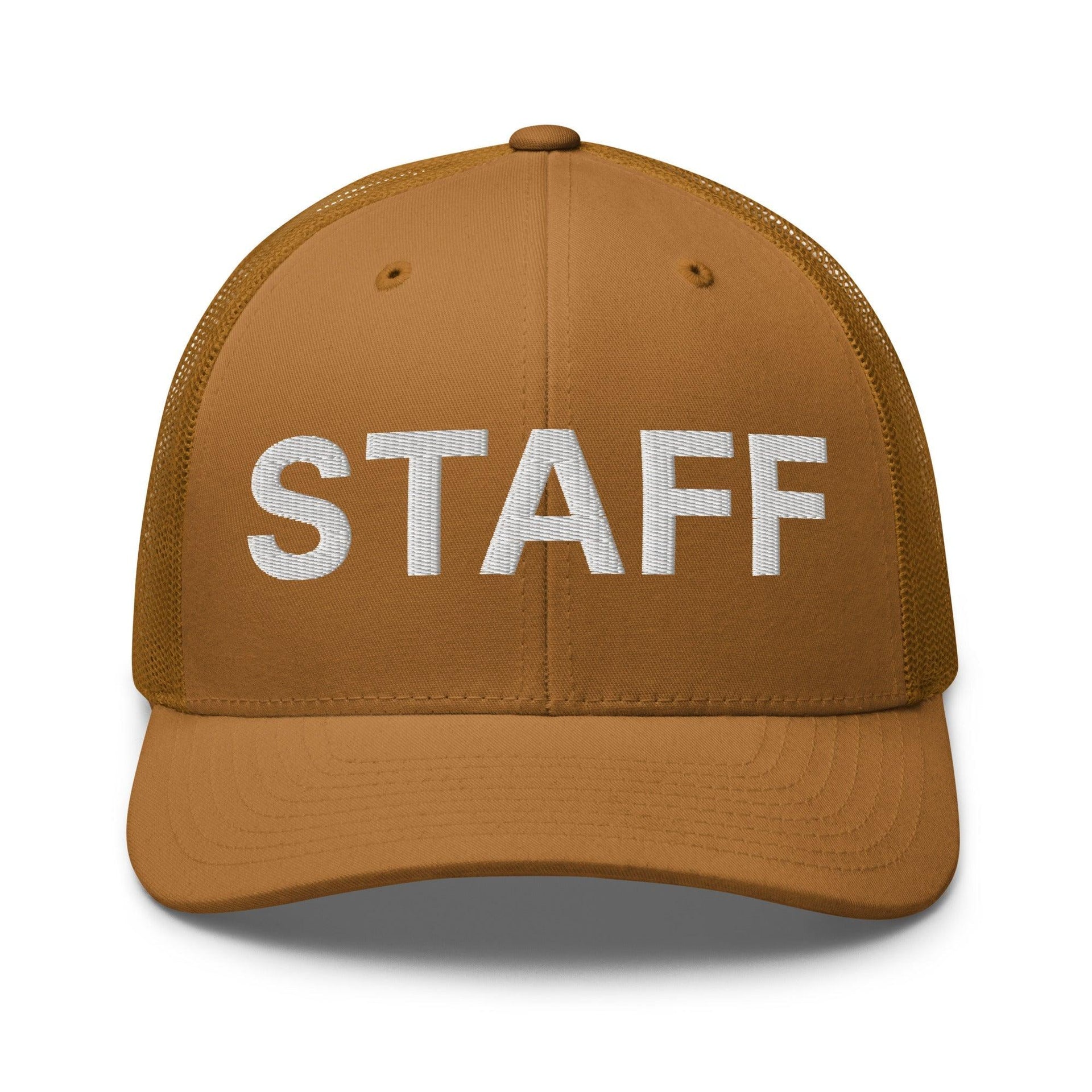 Staff Uniform Work Embroidered Mesh Trucker Hat Caramel Capital Crowns Trucker Hats Work