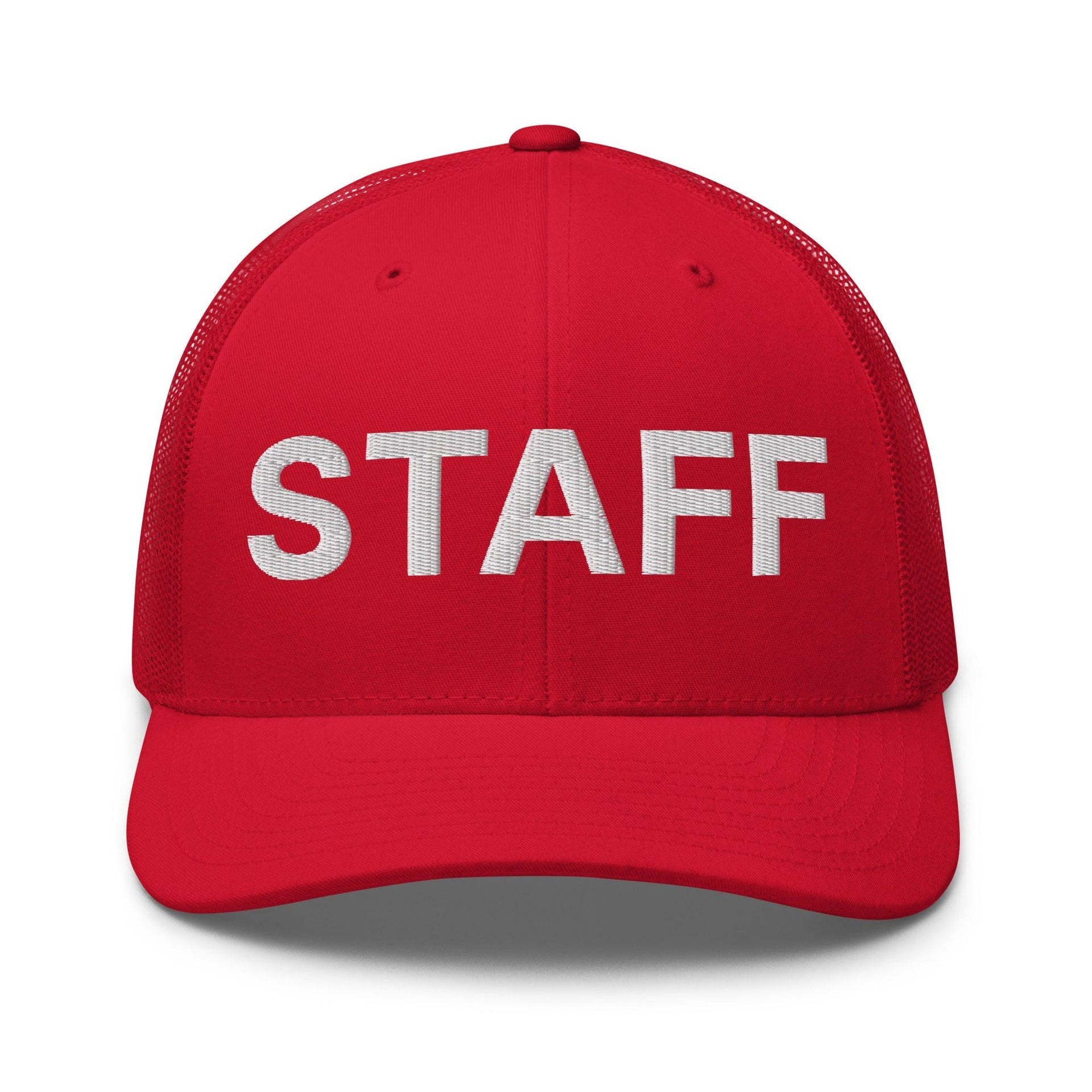 Staff Uniform Work Embroidered Mesh Trucker Hat Red Capital Crowns Trucker Hats Work