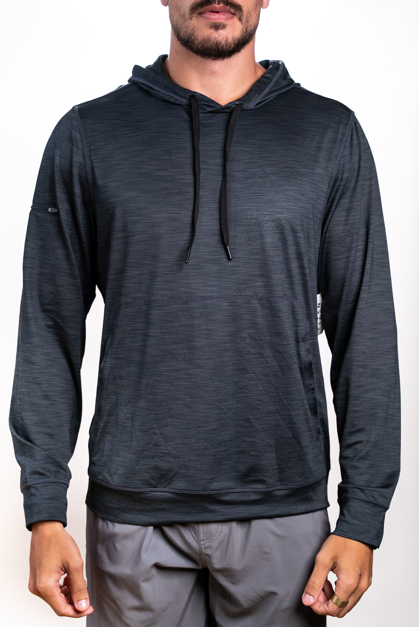 STLSTT09 - Tech Slub LS Hood Dark Charcoal / S Shirts & Tops