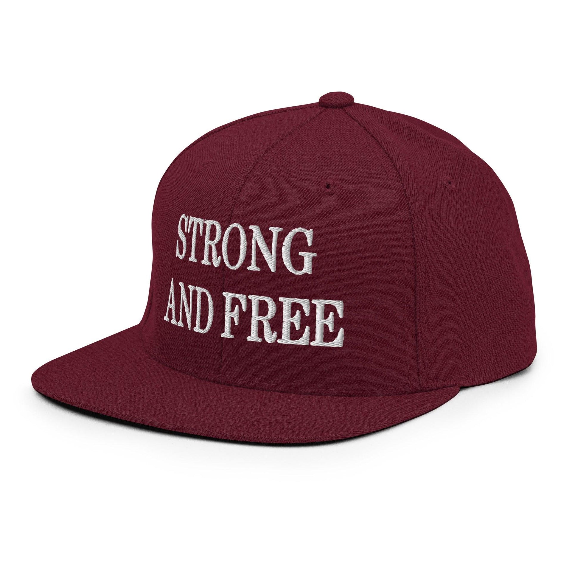 Strong and Free Embroidered Flat Bill Brim Snapback Hat Canada Capital Crowns Snapback Hats