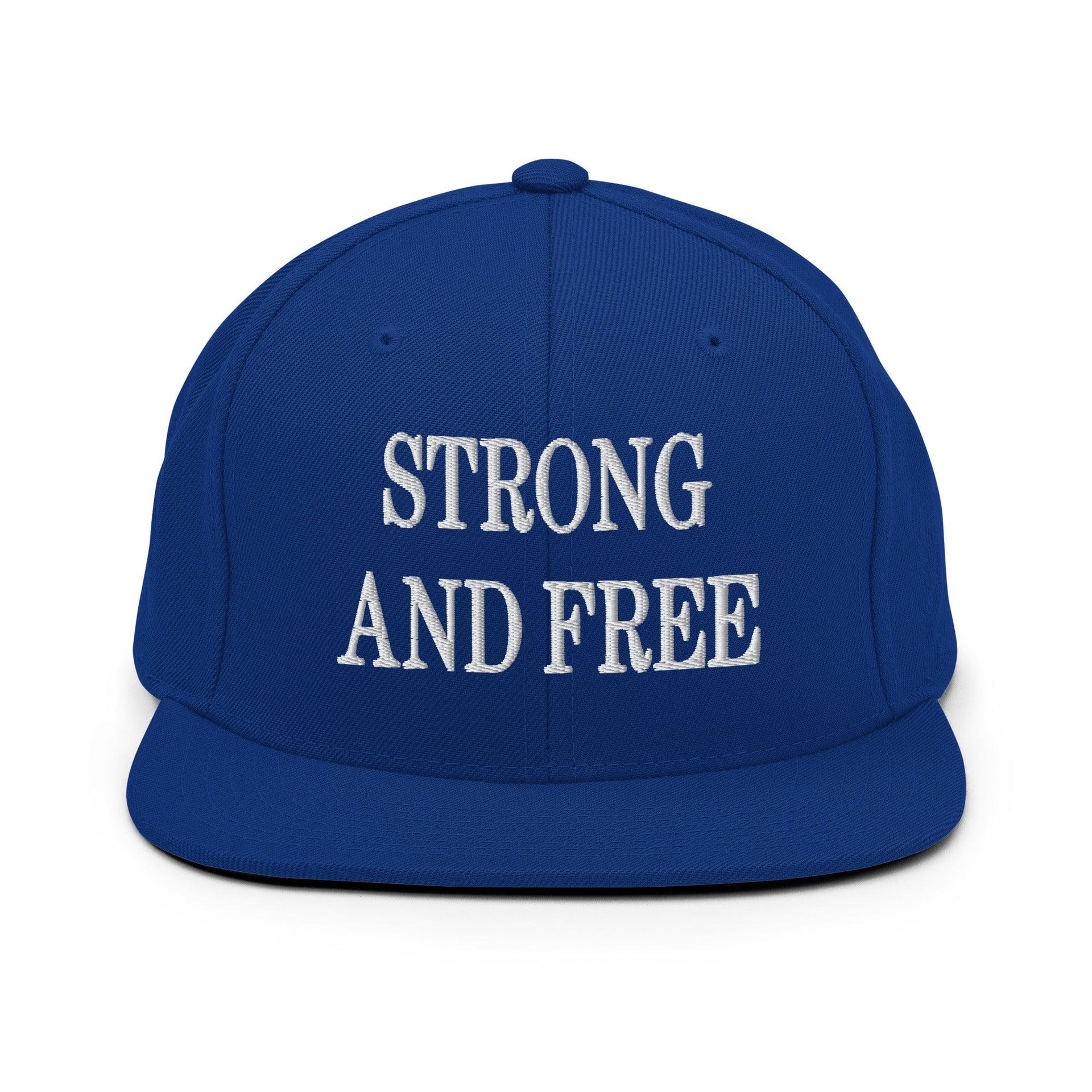 Strong and Free Embroidered Flat Bill Brim Snapback Hat Royal Blue Canada Capital Crowns Snapback Hats