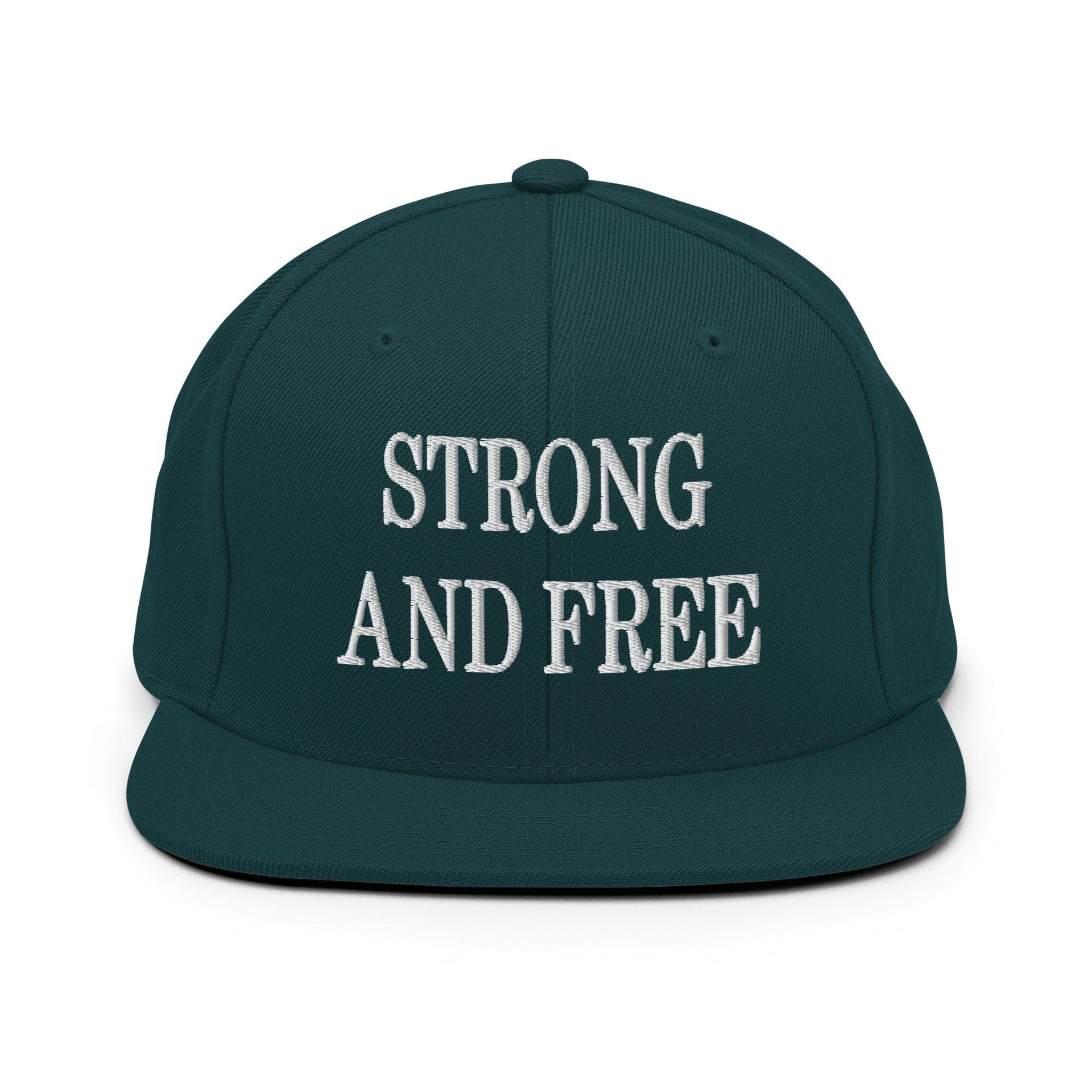 Strong and Free Embroidered Flat Bill Brim Snapback Hat Spruce Canada Capital Crowns Snapback Hats