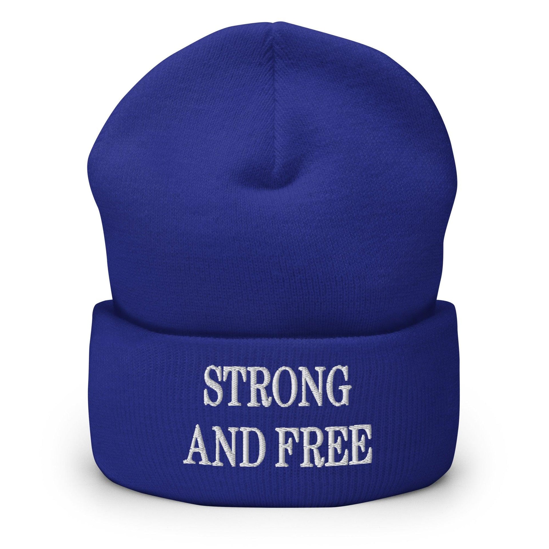 Strong and Free Embroidered Knit Cuffed Beanie Royal Beanies Canada Canada Is Not For Sale Capital Crowns