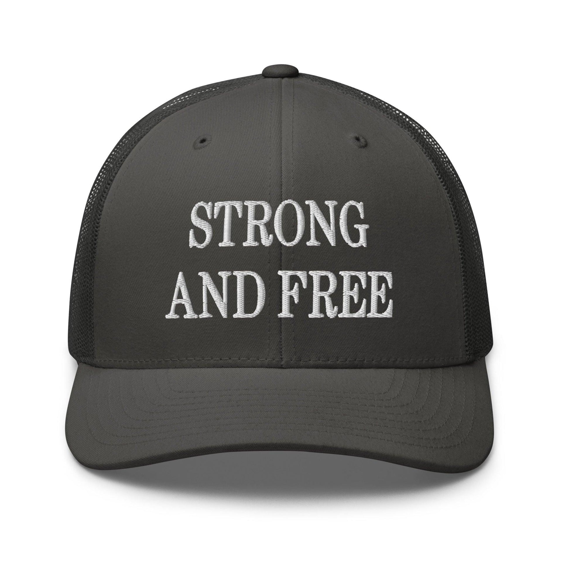 Strong and Free Embroidered Mesh Trucker Hat Charcoal Canada Capital Crowns Trucker Hats