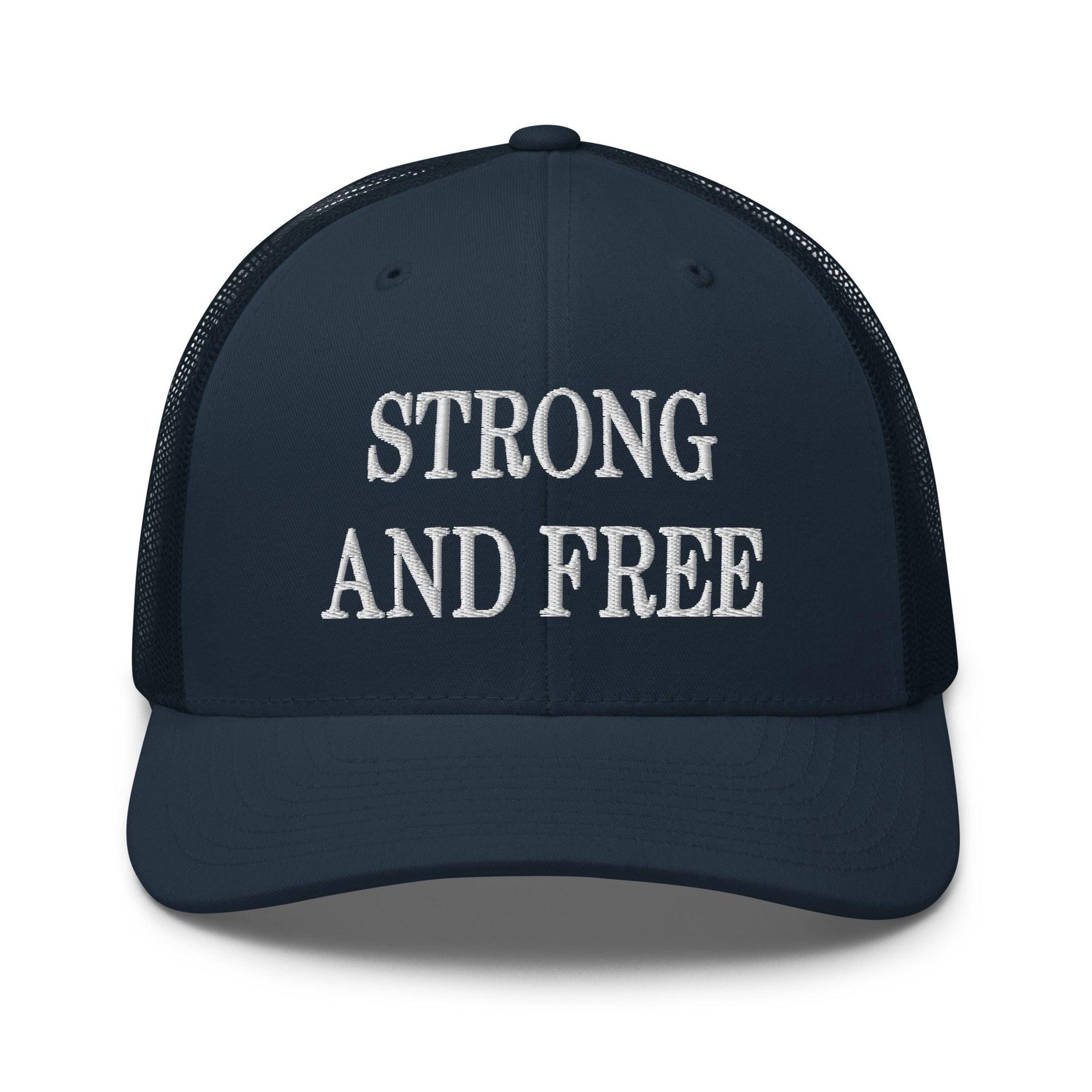 Strong and Free Embroidered Mesh Trucker Hat Navy Canada Capital Crowns Trucker Hats